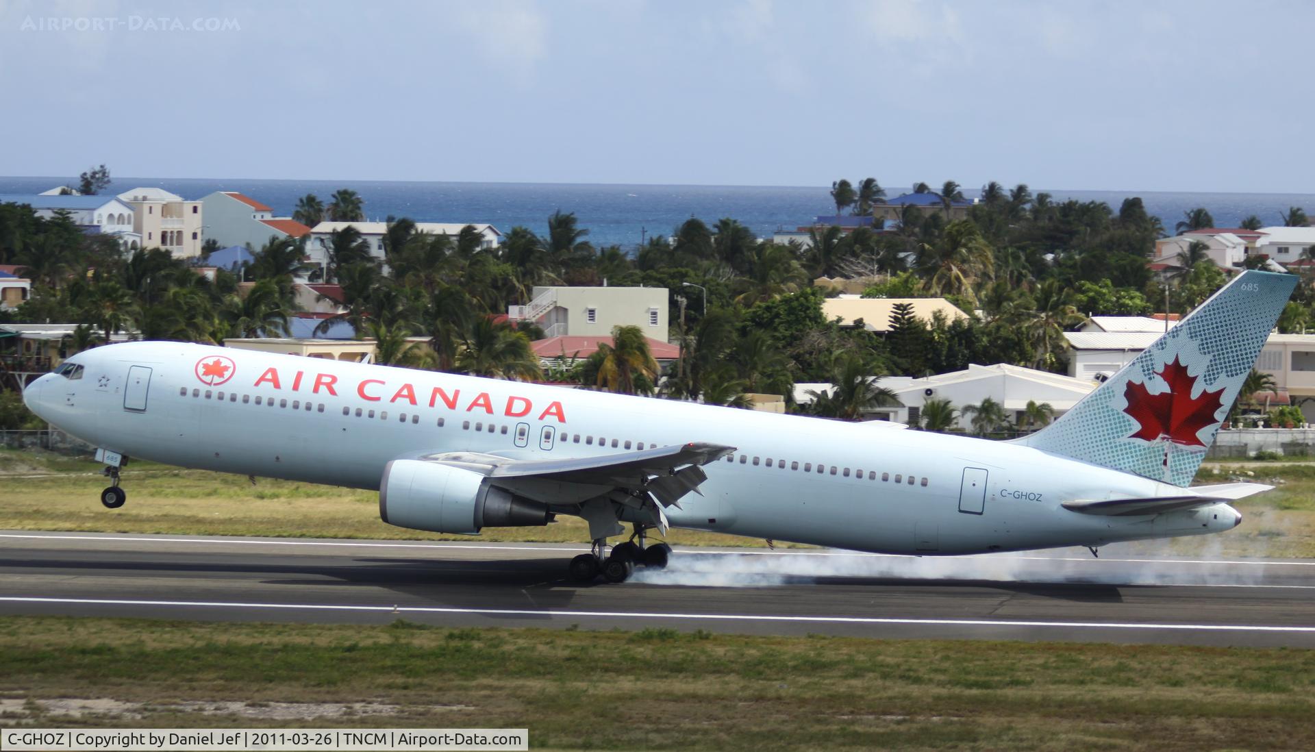 C-GHOZ, 1989 Boeing 767-375 C/N 24087, Air Canada landing at TNCM