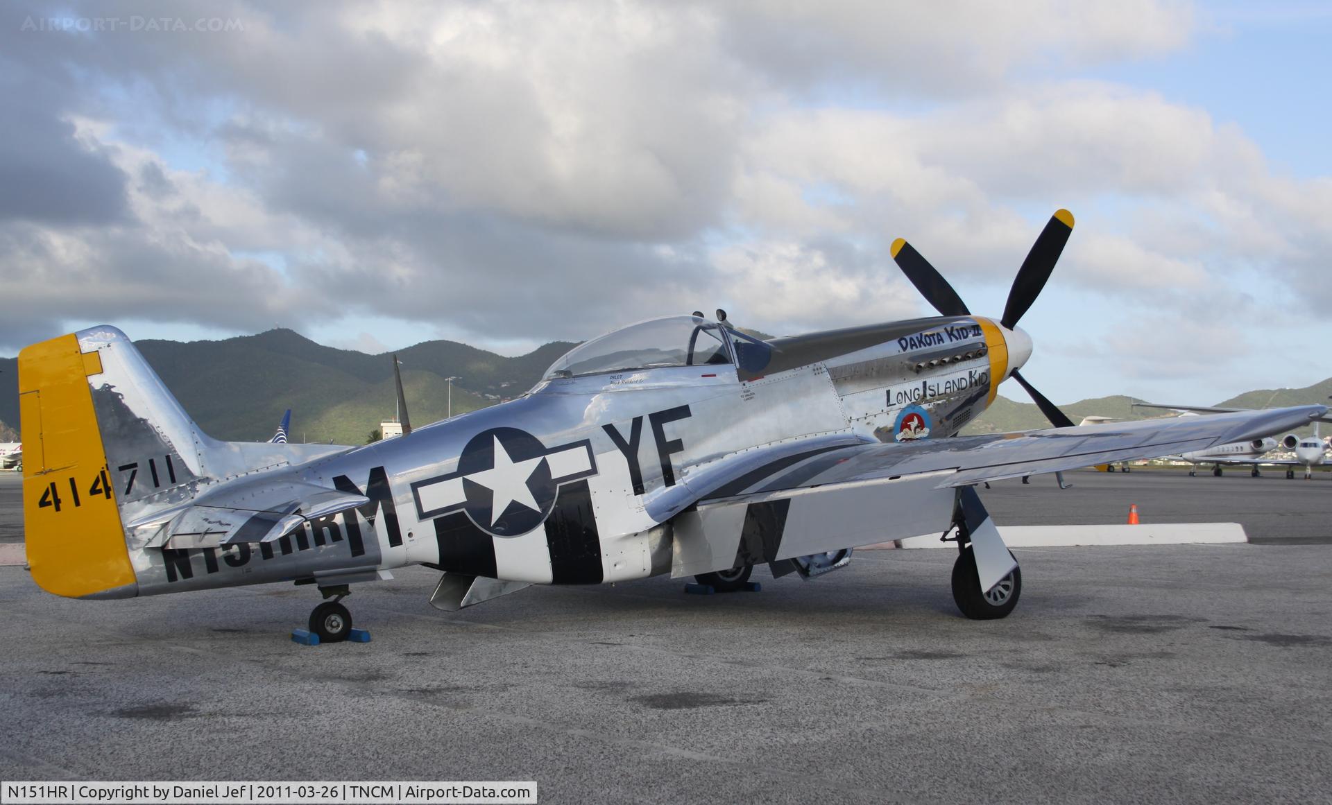 N151HR, 1945 North American P-51D Mustang C/N 12241064, N151HR on the ground at TNCM