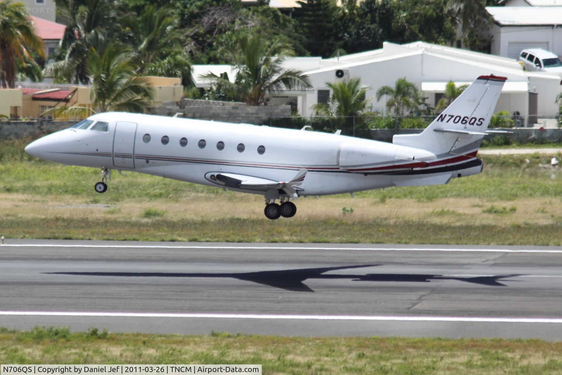 N706QS, 2006 Israel Aircraft Industries Gulfstream 200 C/N 131, N706QS Landing at TNCM