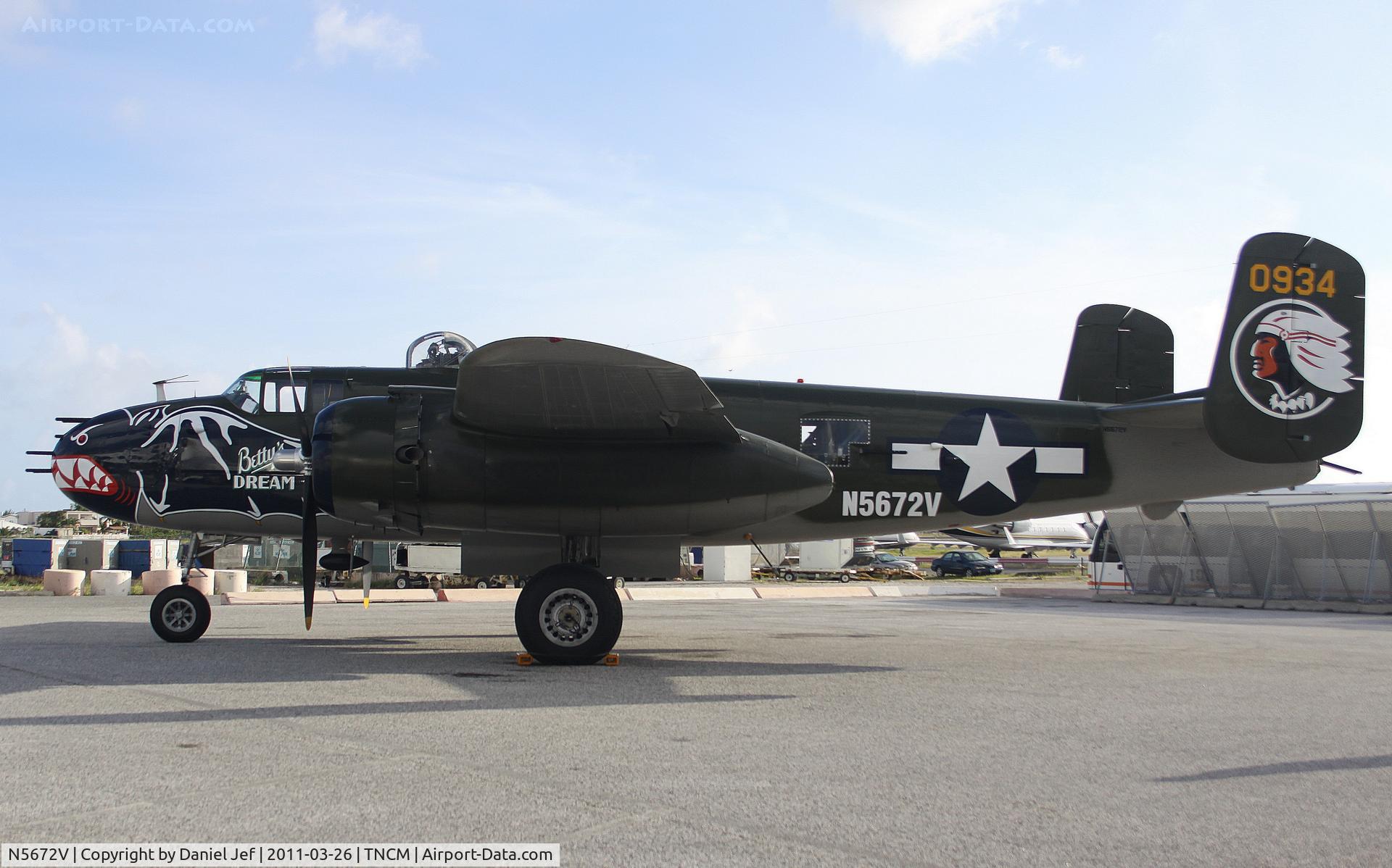 N5672V, 1945 North American B-25J Mitchell Mitchell C/N 108-47686, N5672V on the ground at TNCM