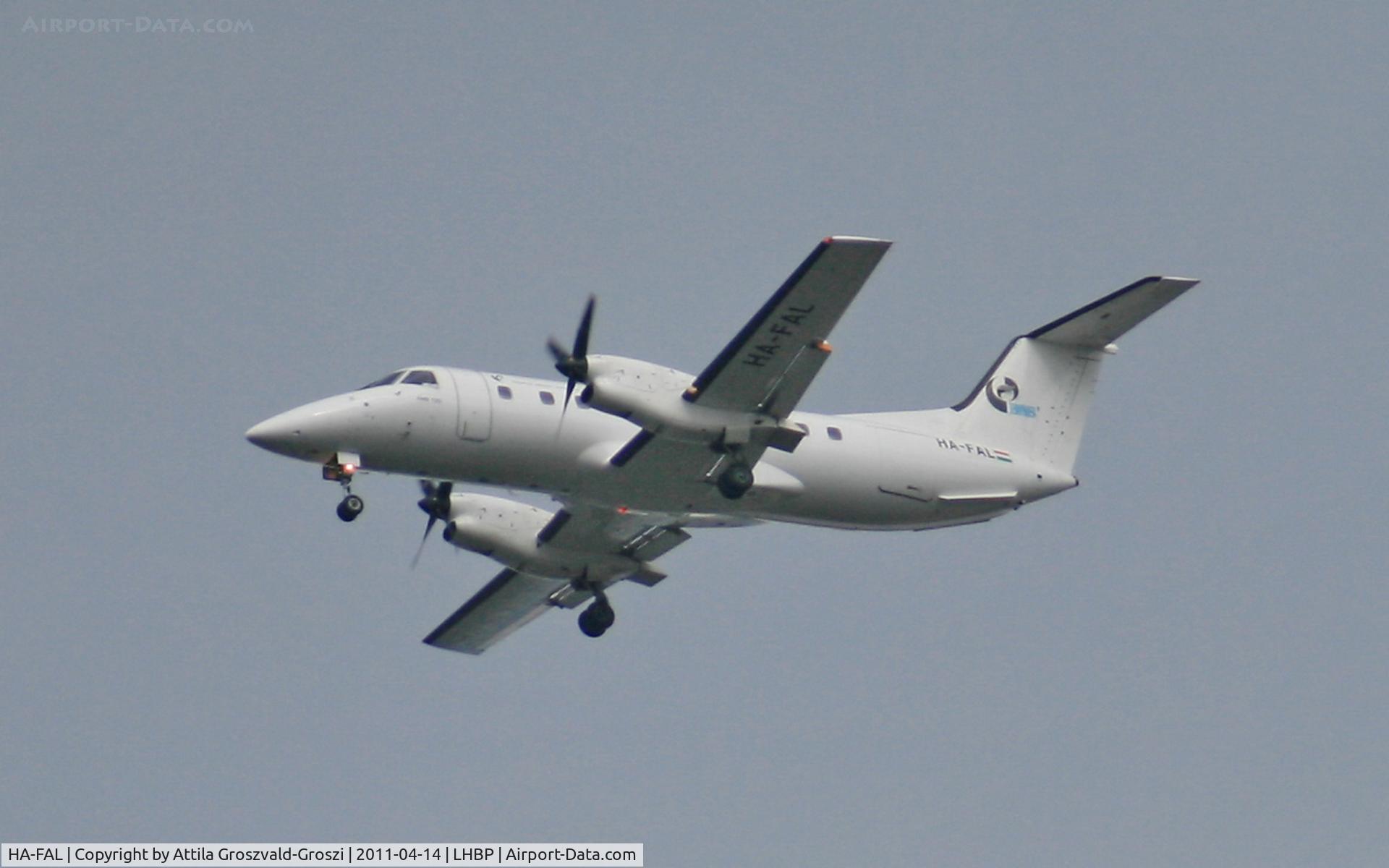 HA-FAL, 1990 Embraer EMB-120 Brasilia C/N 120176, Getting off direction Budapest Ferihegy onto an International Airport, in Üllö city airspace.