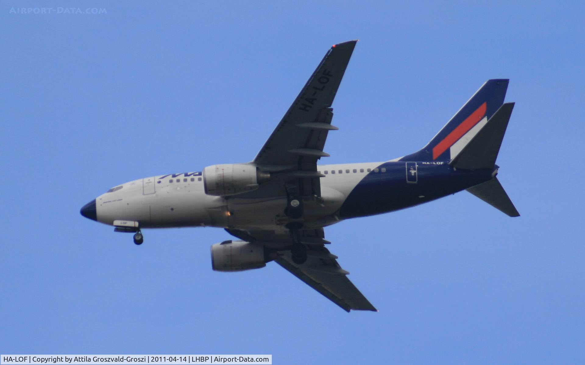 HA-LOF, 2003 Boeing 737-6Q8 C/N 29348, Getting off direction Budapest Ferihegy onto an International Airport, in Üllö city airspace.