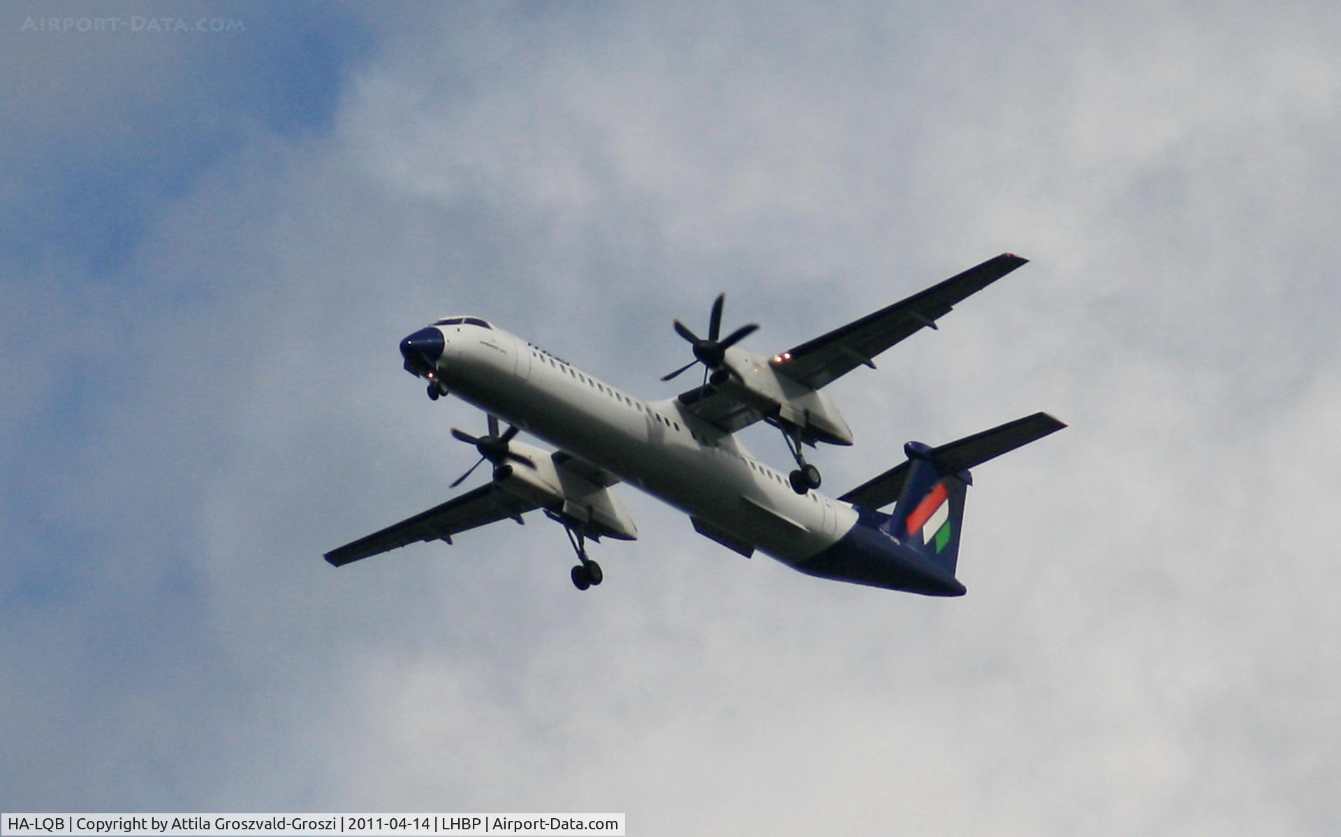 HA-LQB, 2001 De Havilland Canada DHC-8-402Q Dash 8 C/N 4057, Getting off direction Budapest Ferihegy onto an International Airport, in Üllö city airspace.