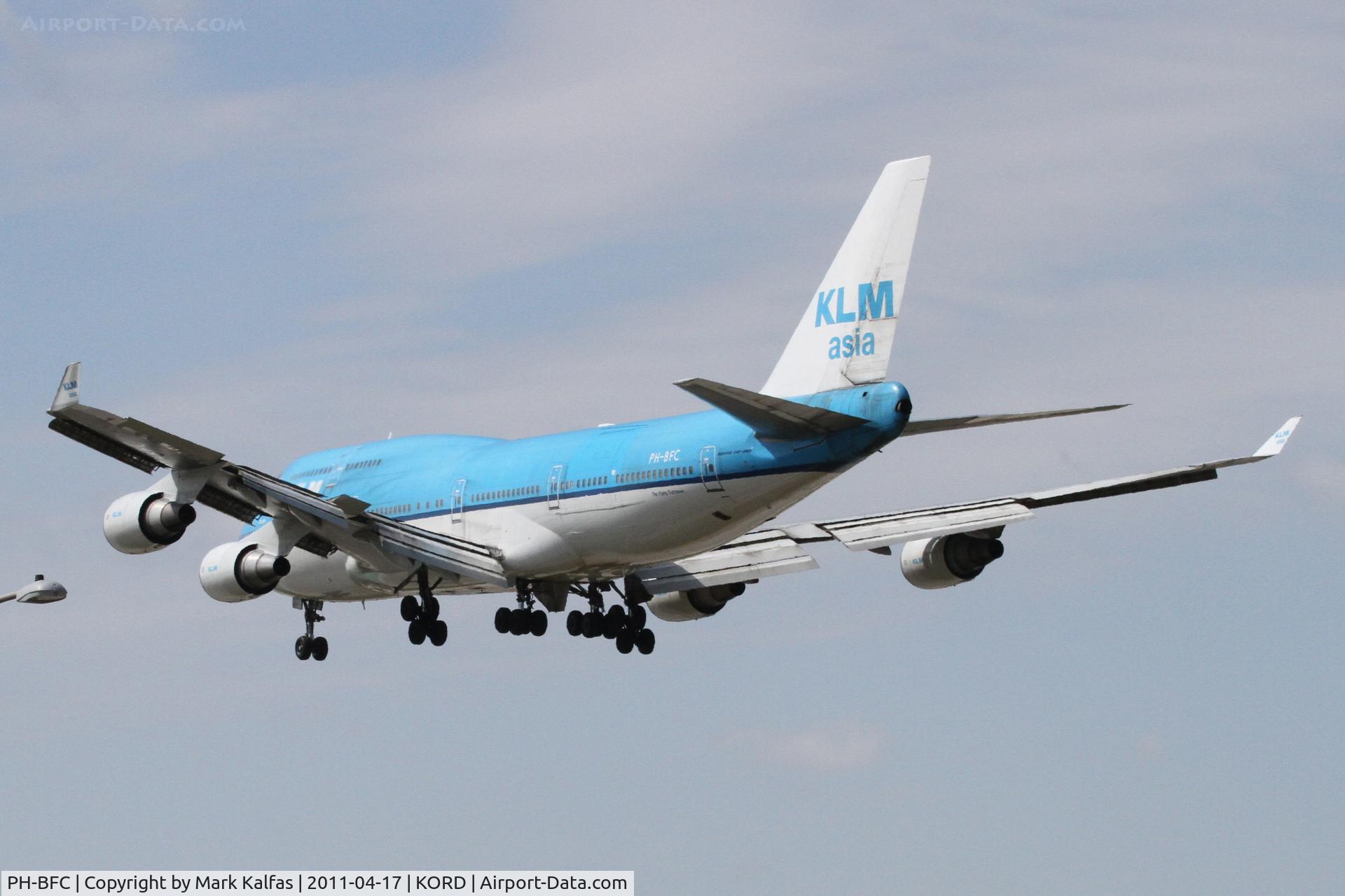 PH-BFC, 1989 Boeing 747-406BC C/N 23982, KLM Boeing 747-406BC PH-BFC, KLM47 RWY 28 approach KORD, enroute from EHAM (Amsterdam Schiphol).
