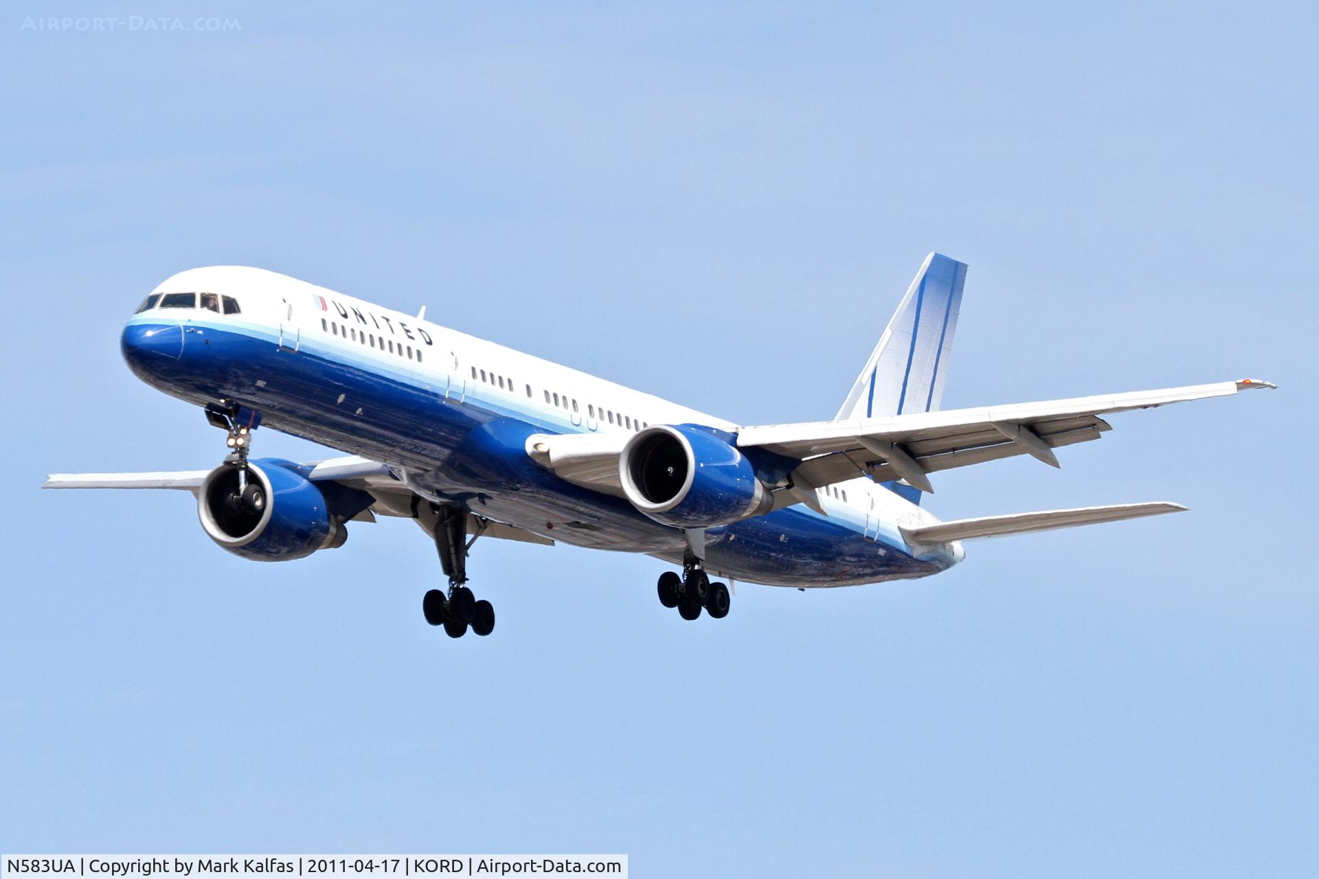 N583UA, 1993 Boeing 757-222 C/N 26705, United Airlines Boeing 757-222, UAL106 arriving from KLAX, RWY 28 KORD.