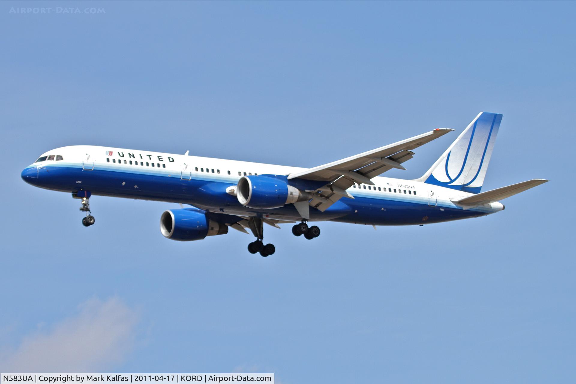 N583UA, 1993 Boeing 757-222 C/N 26705, United Airlines Boeing 757-222, UAL106 arriving from KLAX, RWY 28 KORD.