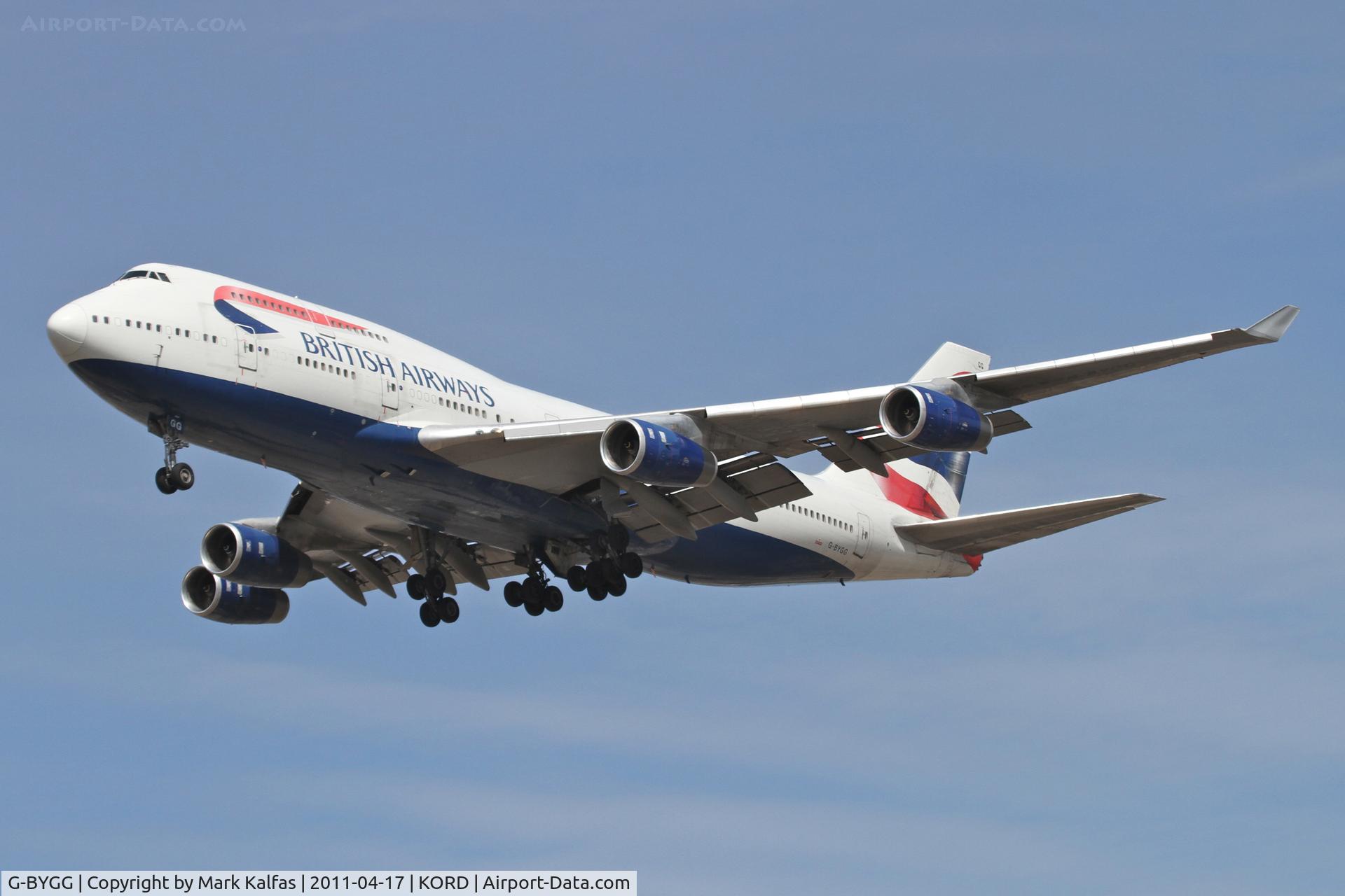 G-BYGG, 1999 Boeing 747-436 C/N 28859, British Airways Boeing 747-436, BAW295 arriving from EGLL, RWY 28 KORD.