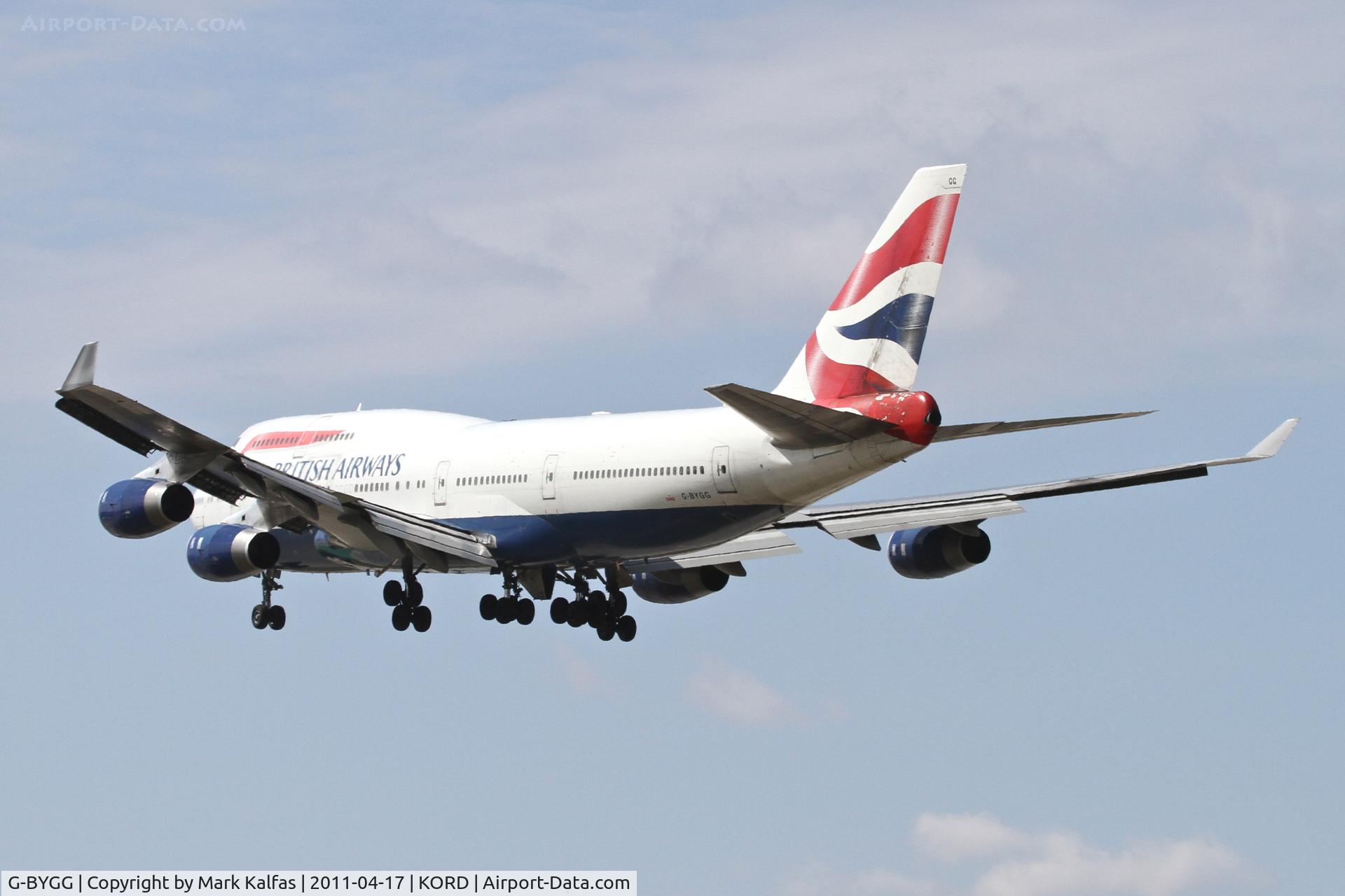 G-BYGG, 1999 Boeing 747-436 C/N 28859, British Airways Boeing 747-436, BAW295 arriving from EGLL, RWY 28 KORD.