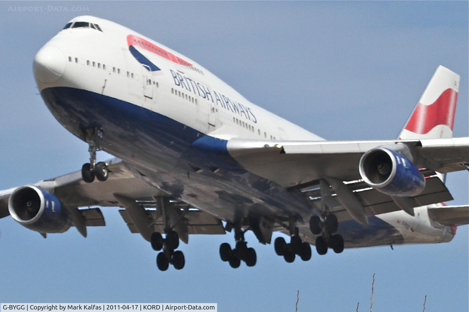G-BYGG, 1999 Boeing 747-436 C/N 28859, British Airways Boeing 747-436, BAW295 arriving from EGLL, RWY 28 KORD.