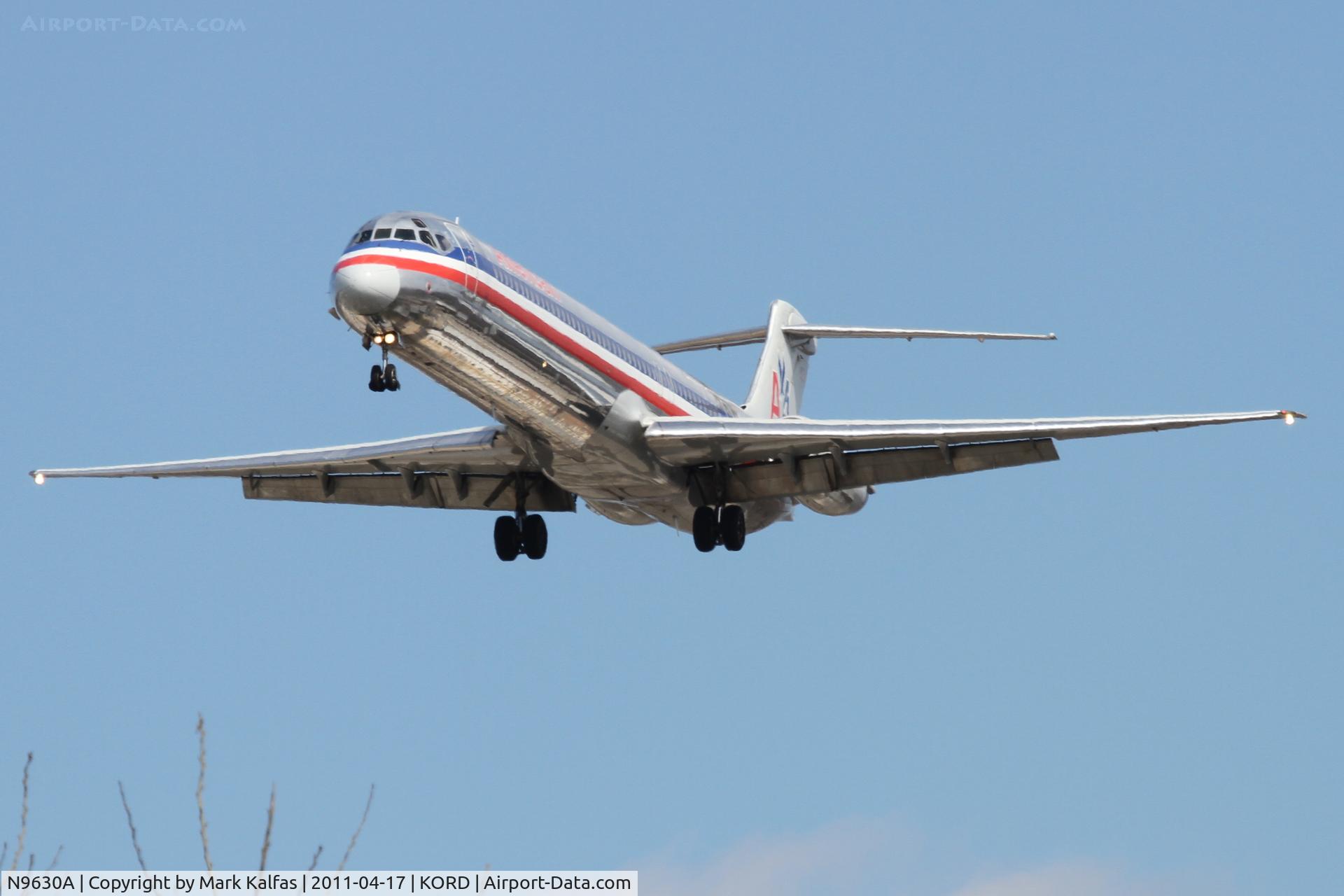 N9630A, 1997 McDonnell Douglas MD-83 (DC-9-83) C/N 53561, American Airlines Mcdonnell Douglas MD 83, AAL854 arriving from KSTL, RWY 28 KORD.