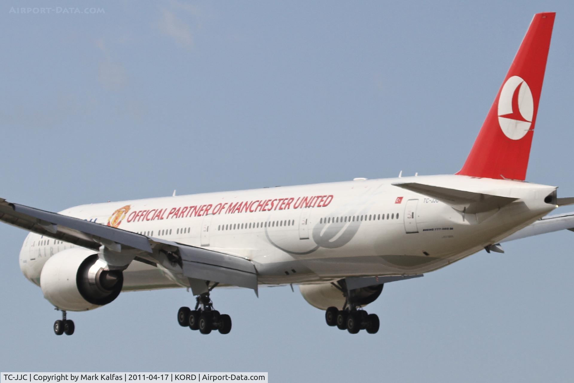TC-JJC, 2007 Boeing 777-35R/ER C/N 35164, Turkish Airlines Boeing 777-35RER, THY5 arriving from LTBA (Istanbul - Ataturk Int'l), RWY 28 approach KORD.