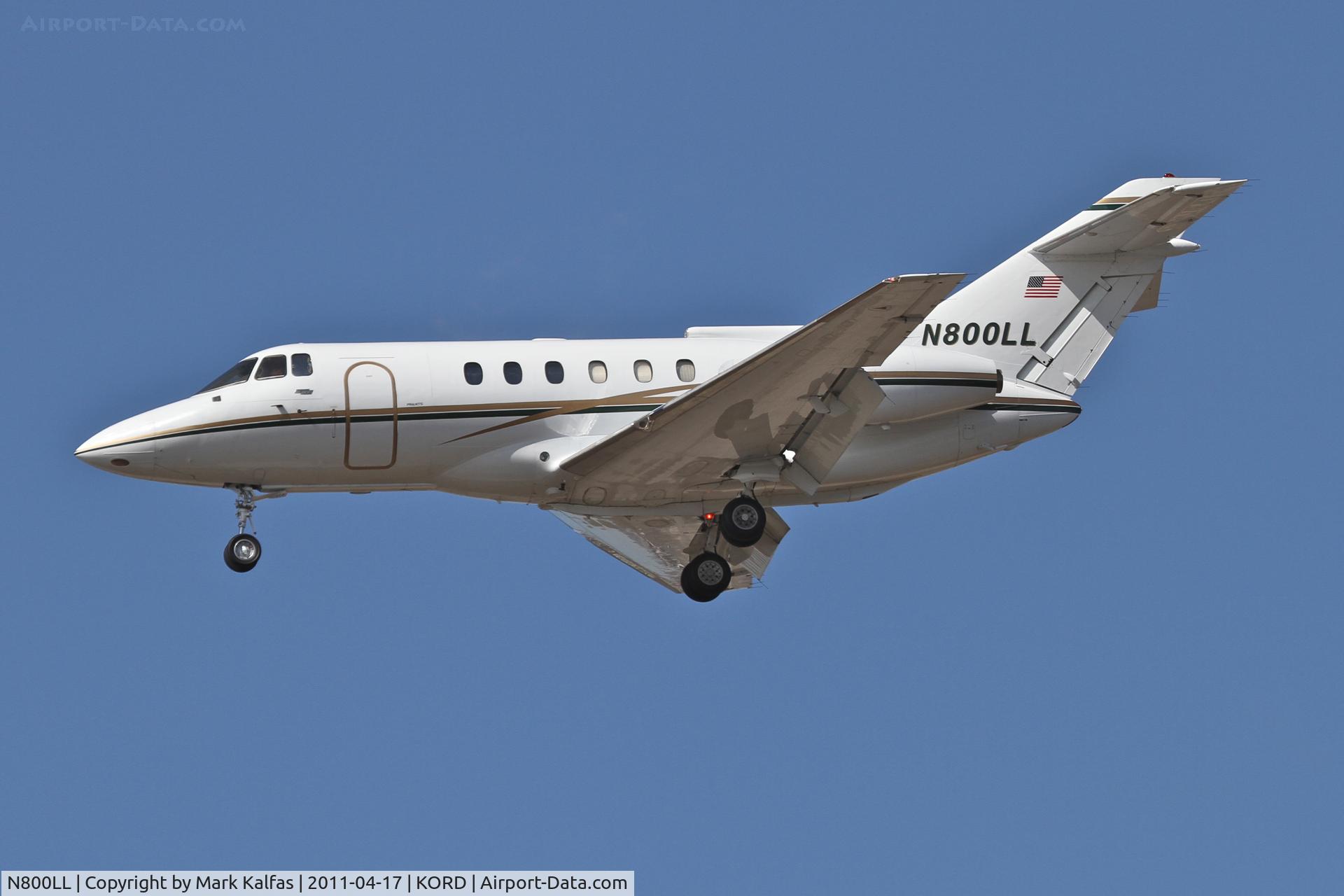 N800LL, 1986 British Aerospace BAe.125-800A C/N 258079, BAE 125-800A, arriving from KSAT, RWY 28 KORD.