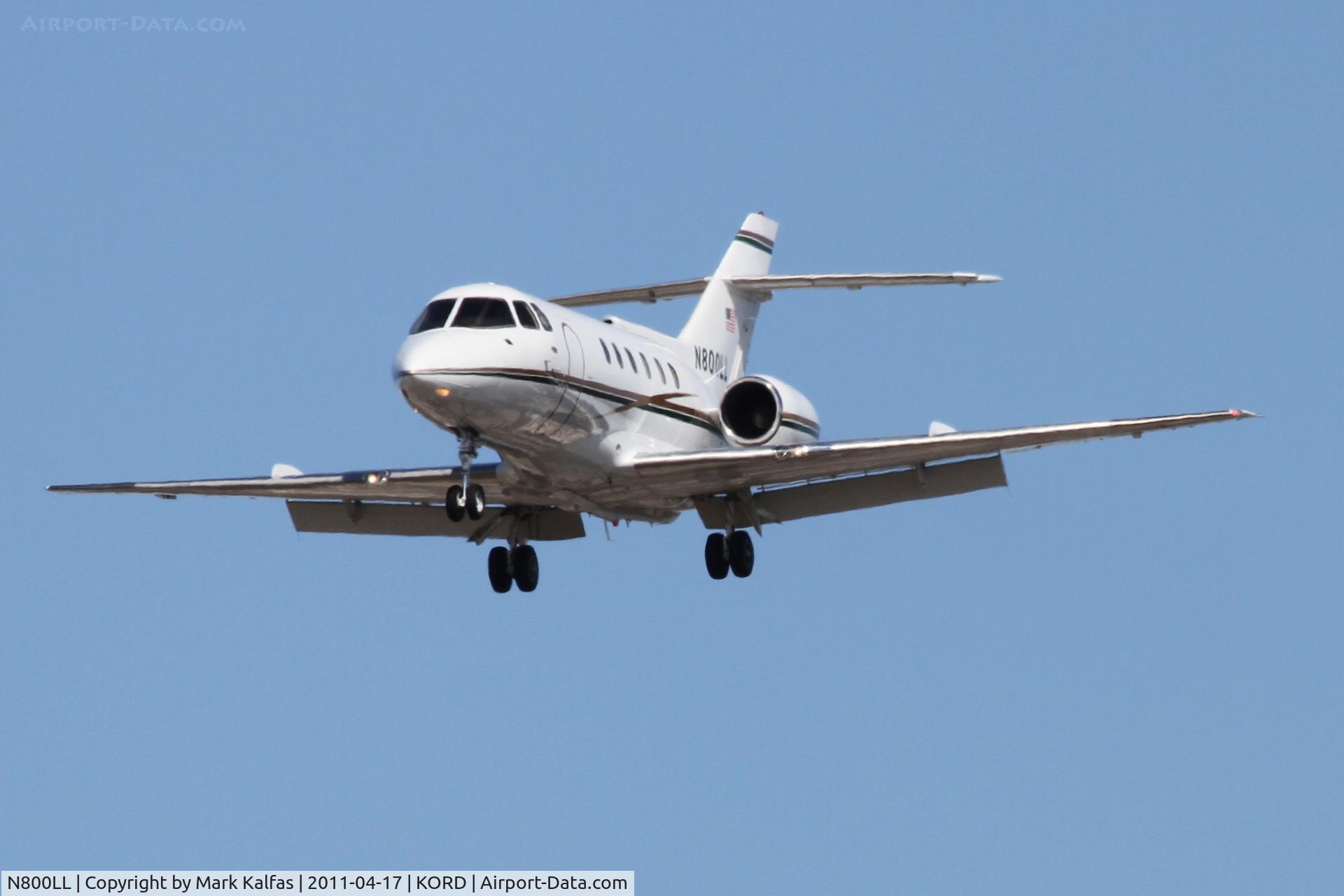 N800LL, 1986 British Aerospace BAe.125-800A C/N 258079, BAE 125-800A, arriving from KSAT, RWY 28 KORD.