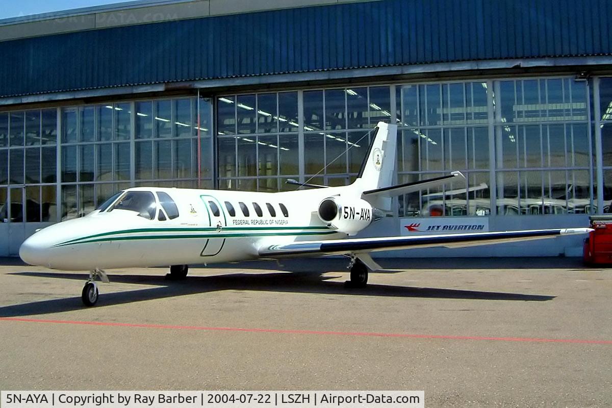 5N-AYA, 1990 Cessna 550 Citation II C/N 550-0632, Cessna Citation II [550-0632] Zurich~HB 22/07/2004