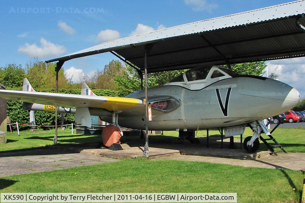 XK590, 1950 De Havilland DH-115 Vampire T.11 C/N 15779, 1950 De Havilland Vampire T11, c/n: 15779 at Wellesbourne Museum
