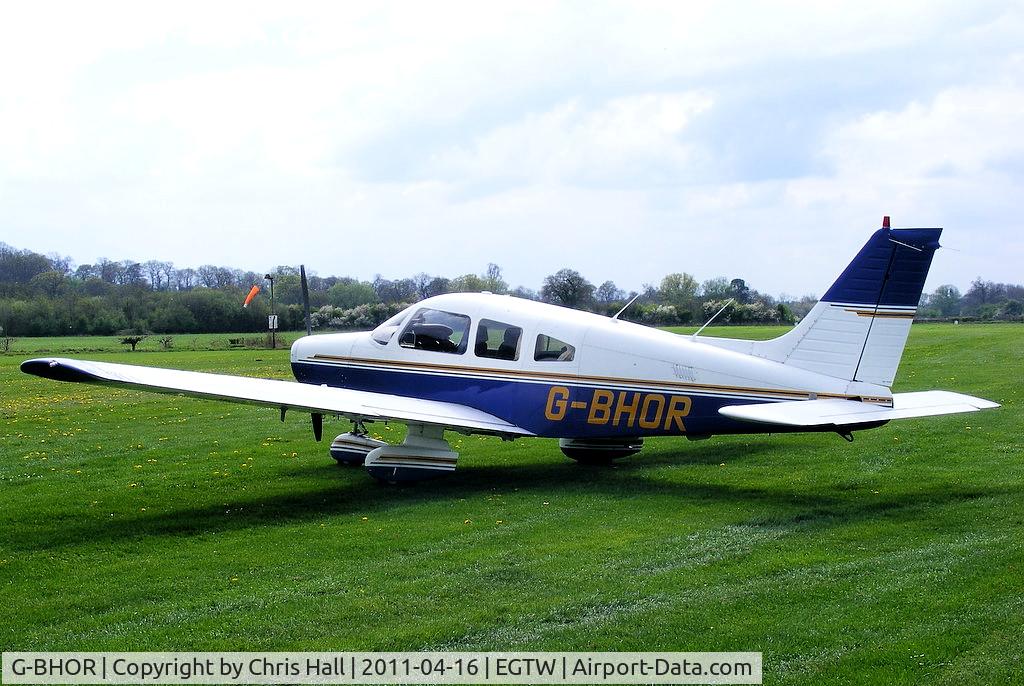 G-BHOR, 1980 Piper PA-28-161 Cherokee Warrior II C/N 28-8016331, at Oaksey Park