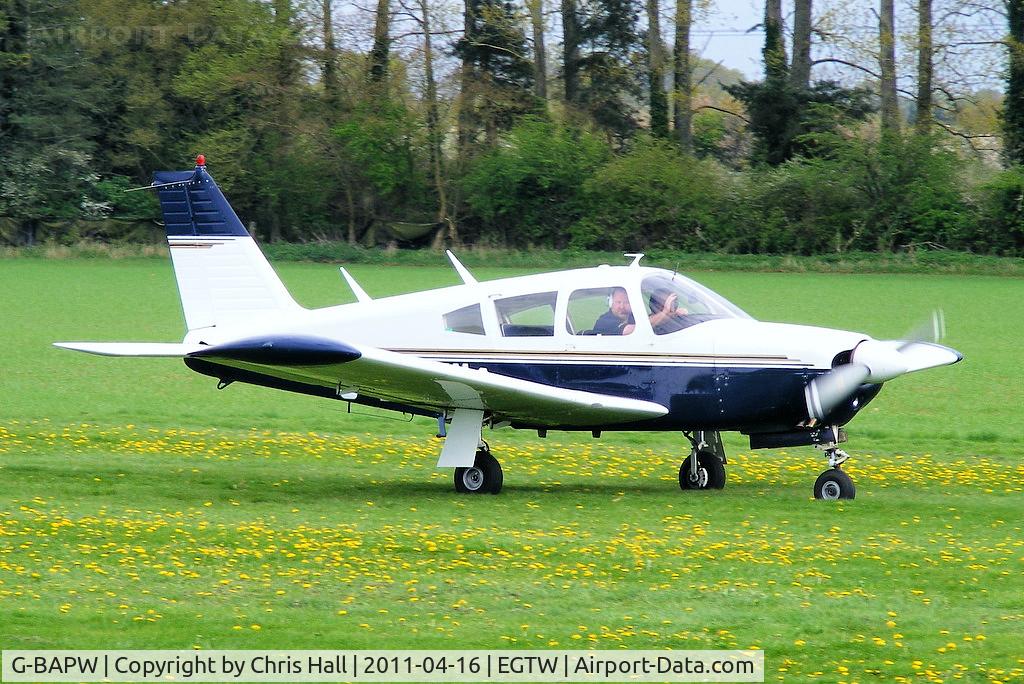 G-BAPW, 1968 Piper PA-28R-180 Cherokee Arrow C/N 28R-30697, at Oaksey Park