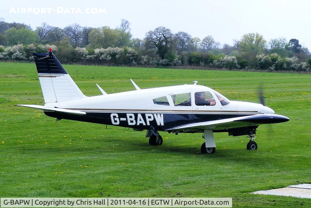G-BAPW, 1968 Piper PA-28R-180 Cherokee Arrow C/N 28R-30697, at Oaksey Park