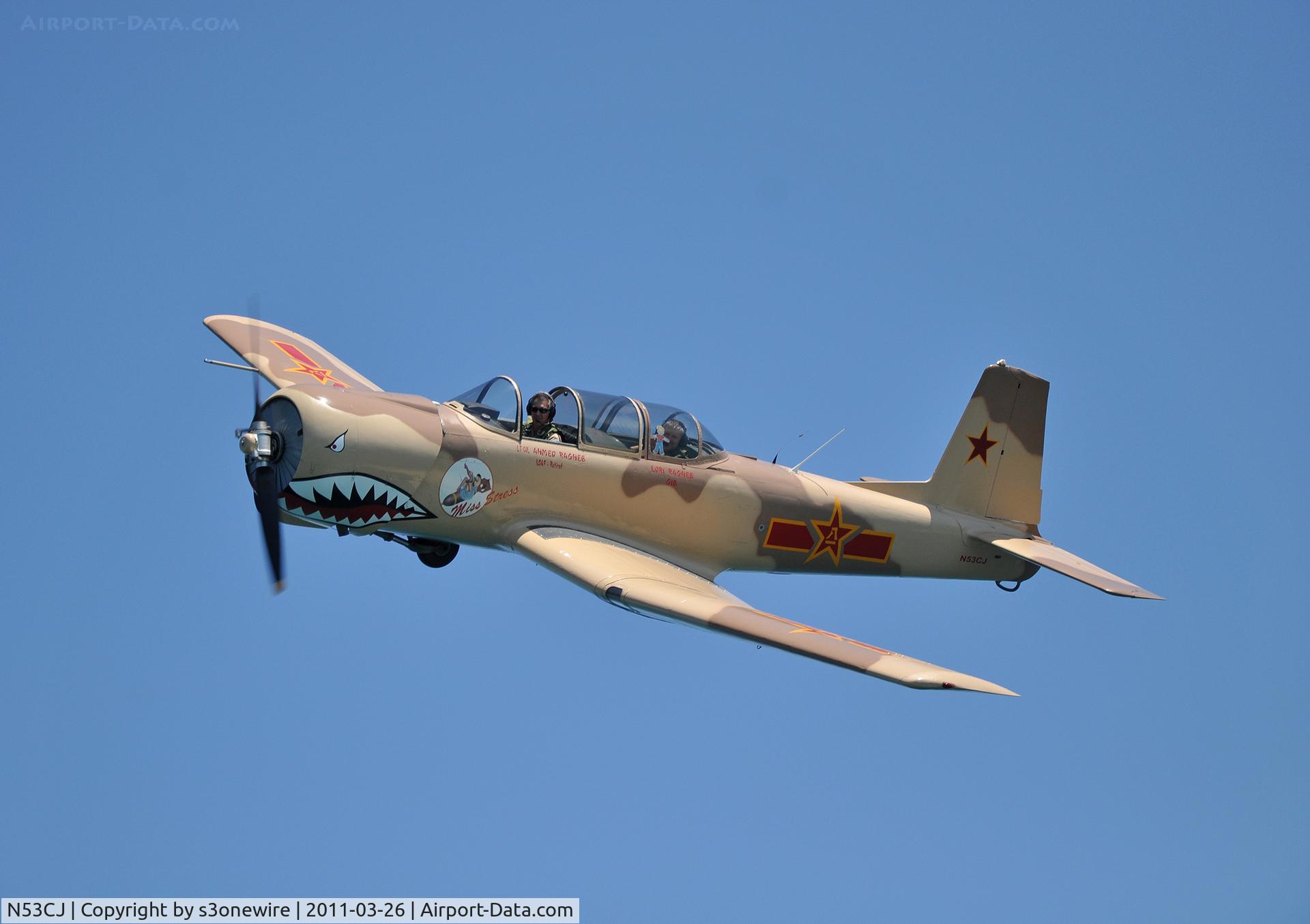 N53CJ, 1972 Nanchang CJ-6A C/N 2432062, In flight over Flagler Beach Fl