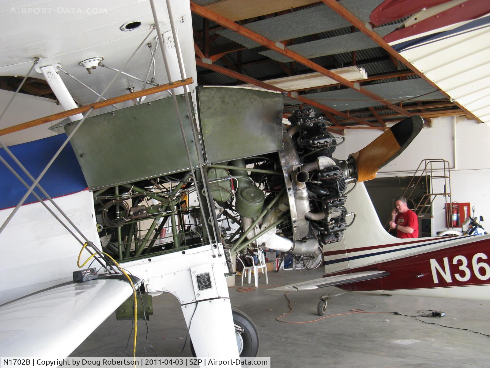 N1702B, 1942 Boeing PT-13D Kaydet (E75) C/N 75-5903, 1942 Boeing Stearman PT-13D, Continental W670 220 Hp, maintenance-cowls off