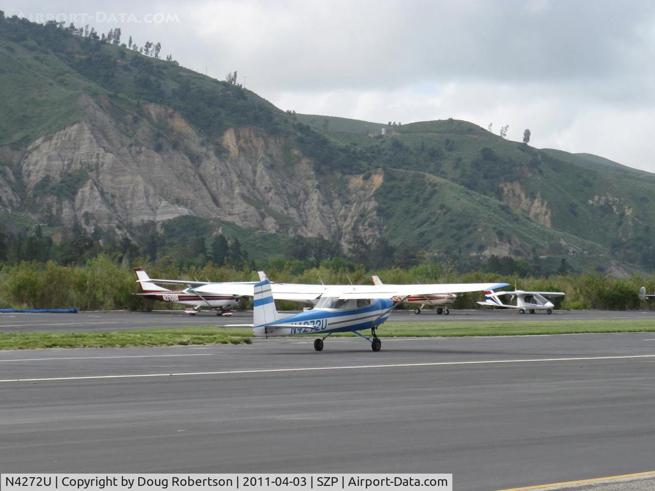 N4272U, 1963 Cessna 150D C/N 15060272, 1963 Cessna 150D, Continental O-200 100 Hp, landing roll Rwy 22
