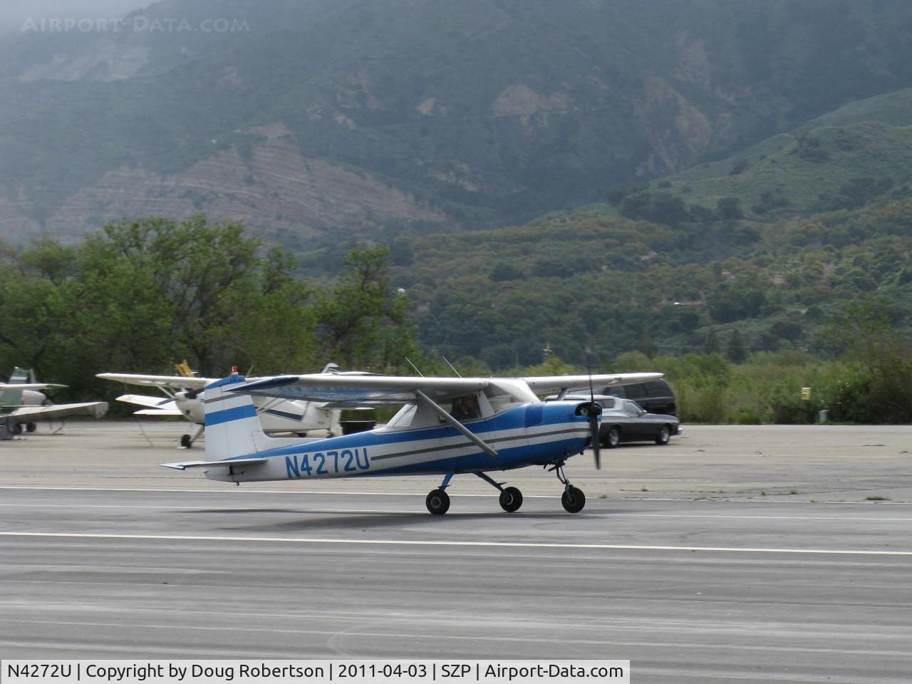 N4272U, 1963 Cessna 150D C/N 15060272, 1963 Cessna 150D, Continental O-200 100 Hp, landing roll Rwy 22
