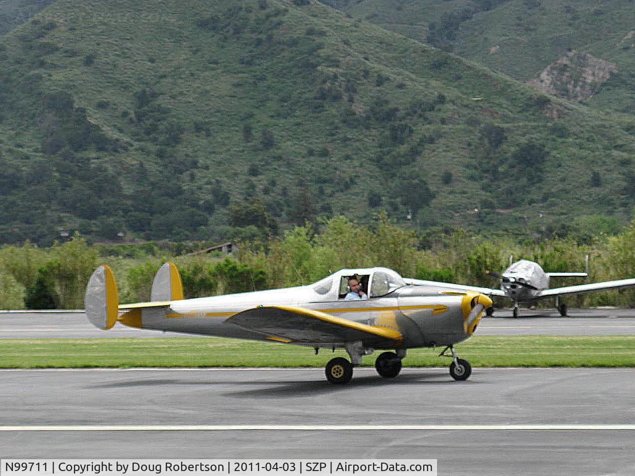 N99711, 1946 Erco 415D Ercoupe C/N 2334, 1946 ERCO Ercoupe 415-D, Continental O-200 100 Hp upgrade, landing roll Rwy 22