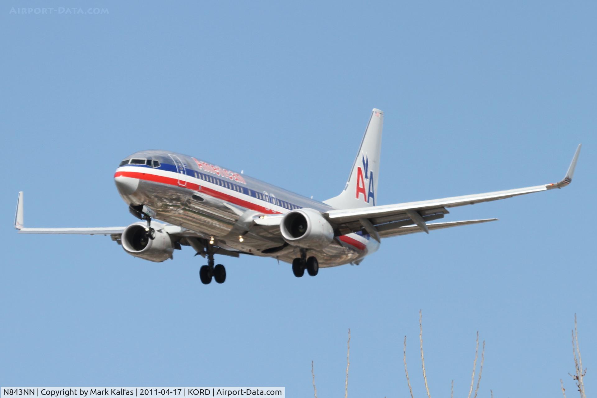 N843NN, 2010 Boeing 737-823 C/N 30906, American Airlines Boeing 737-823, AAL1621 arriving from KSAN, RWY 28 approach KORD.
