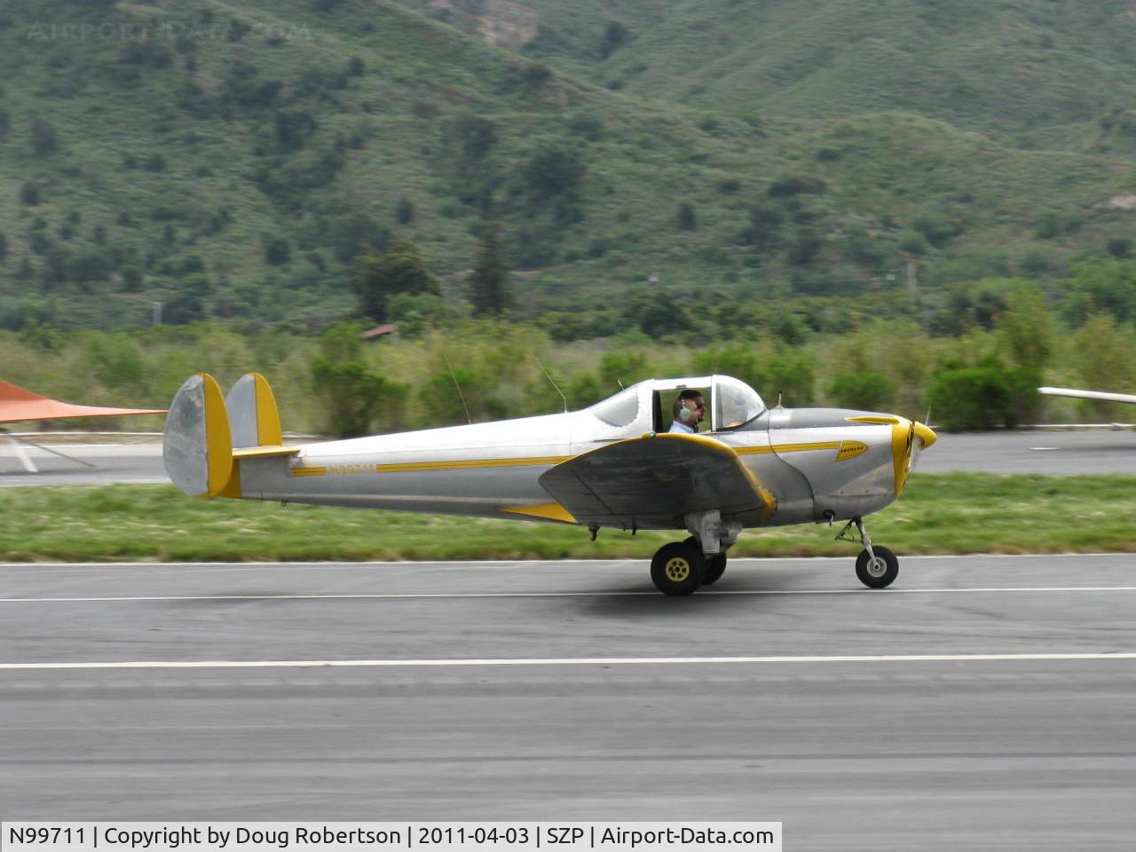 N99711, 1946 Erco 415D Ercoupe C/N 2334, 1946 ERCO Ercoupe 415-D, Continental O-200 100 Hp upgrade, landing roll Rwy 22