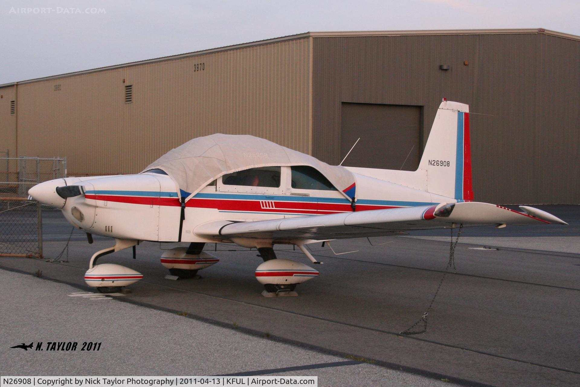 N26908, 1979 Gulfstream American Corp AA-5A C/N AA5A0805, Sitting on the North side tie downs.