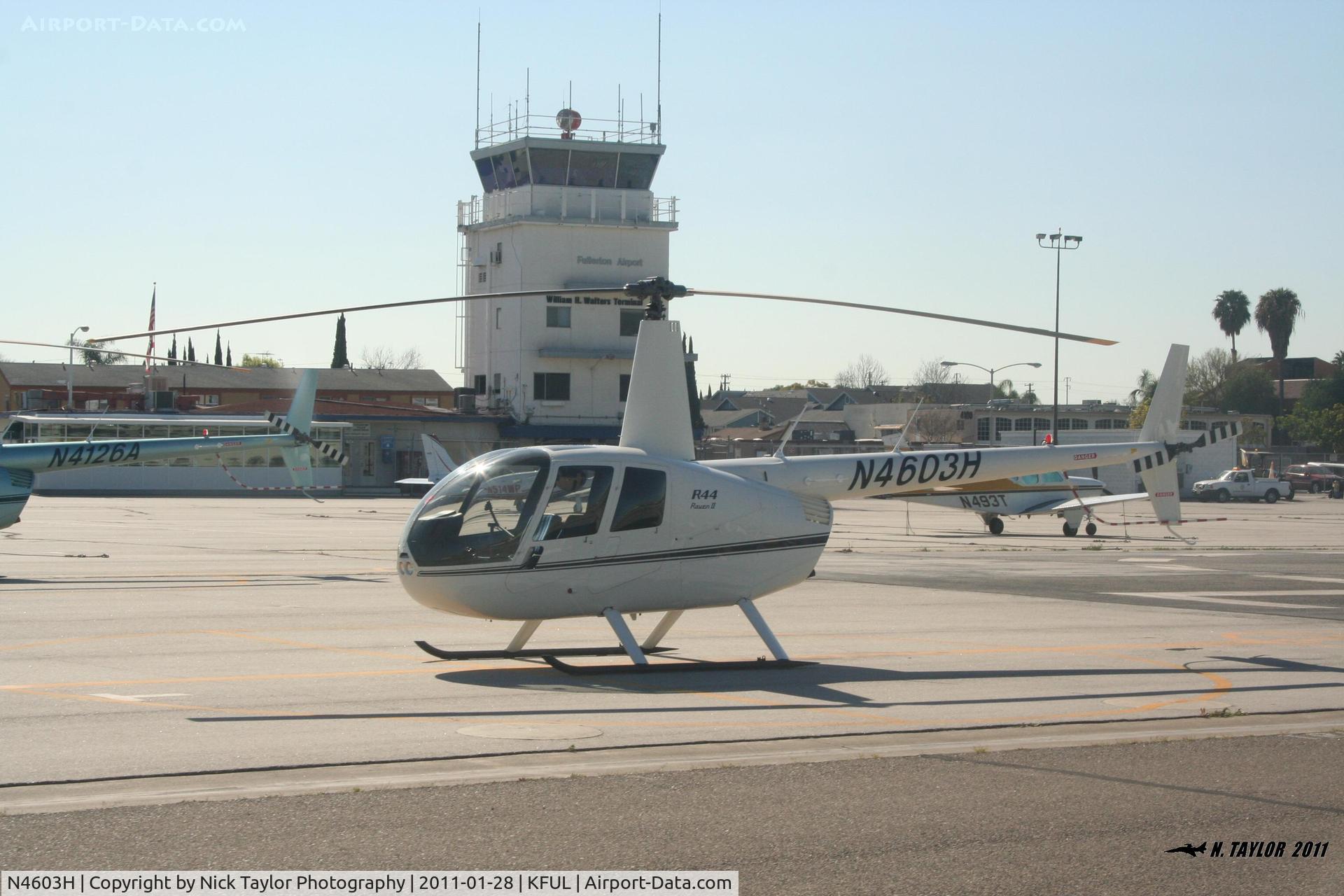 N4603H, Robinson R44 II C/N 12628, FUL based R44 sits on the South side ramp