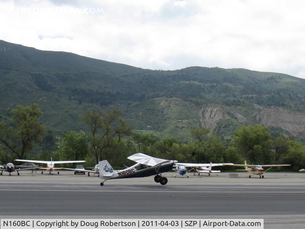 N160BC, 2004 American Champion 8GCBC Scout C/N 457-2004, 2004 American Champion 8GCBC SCOUT, Lycoming O&VO-360 180 Hp, spades, Micro vortex generators, tundra tires, takeoff Rwy 22