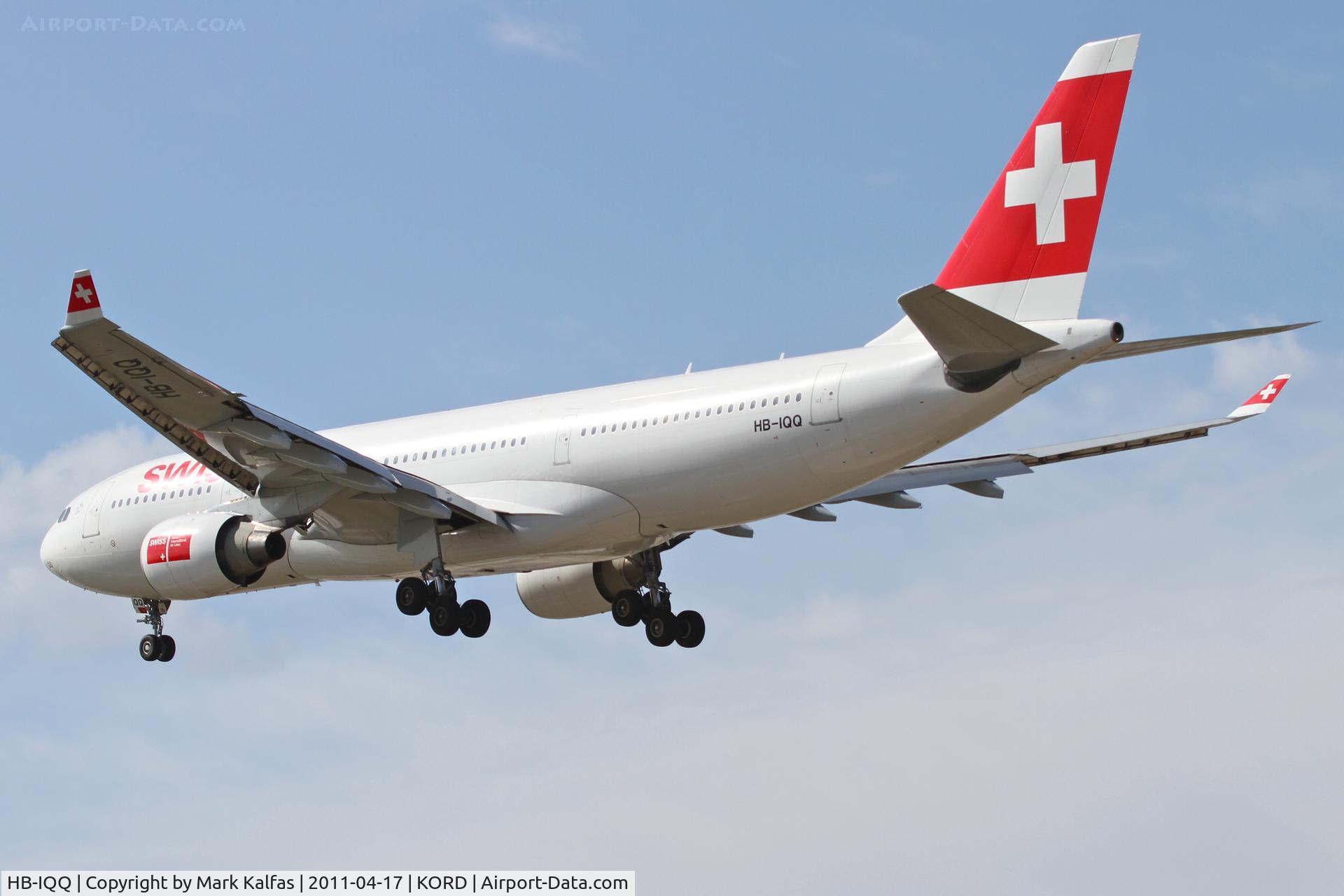 HB-IQQ, 2000 Airbus A330-223 C/N 322, Swiss Airbus A330-223, SWR84 arriving from LSZH (Zurich - Kloten), RWY 28 approach KORD.
