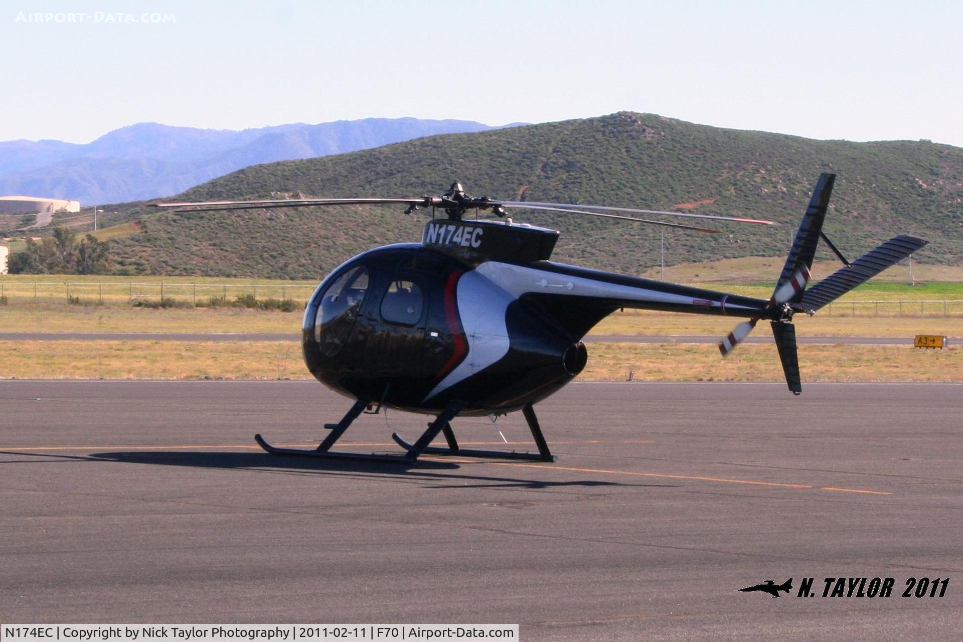 N174EC, 1969 Hughes 369A (OH-6A) C/N 791246, Nice looking 369A stopped in to F70