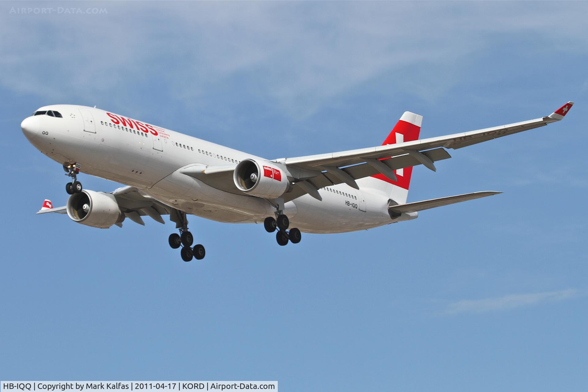 HB-IQQ, 2000 Airbus A330-223 C/N 322, Swiss Airbus A330-223, SWR84 arriving from LSZH (Zurich - Kloten), RWY 28 approach KORD.
