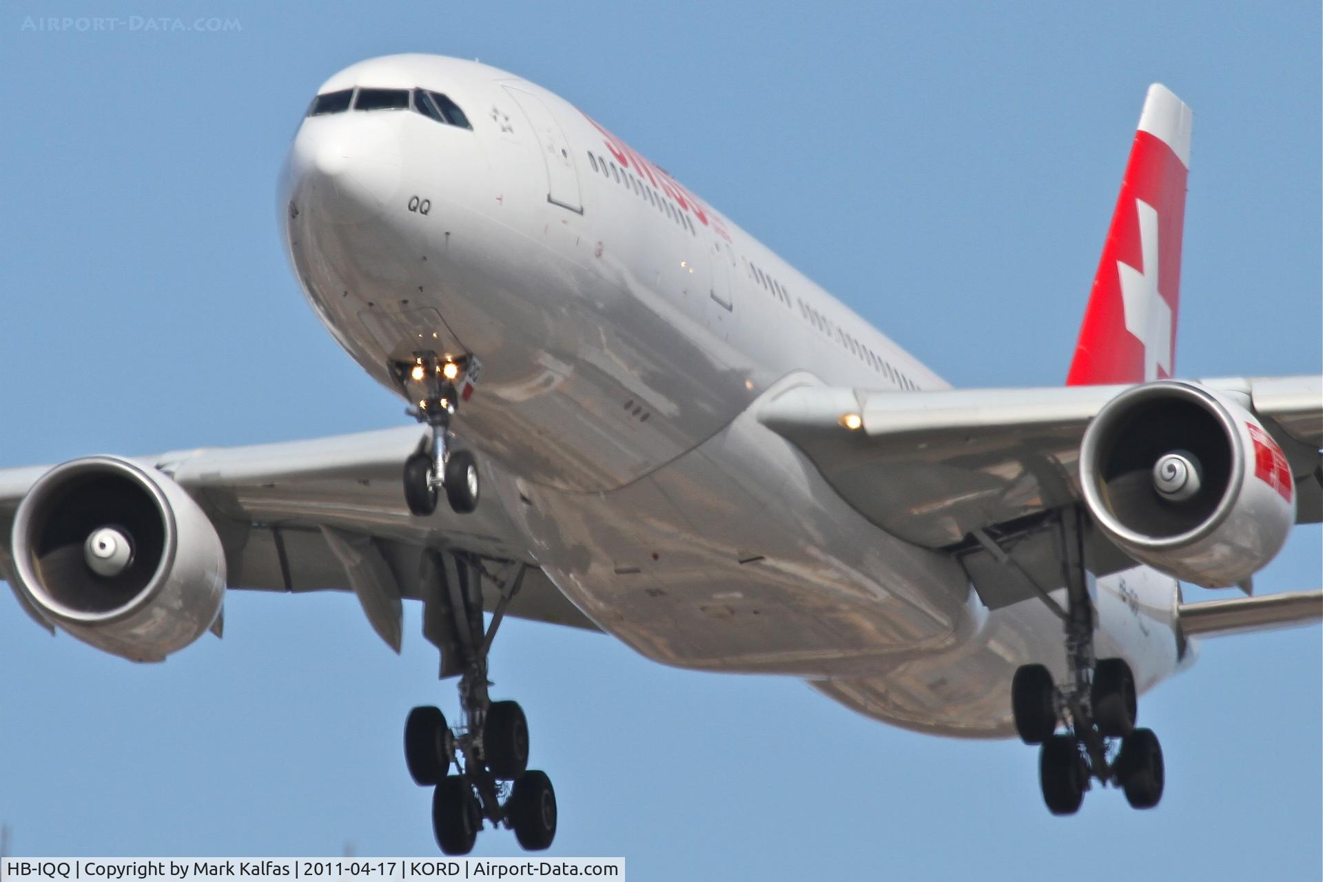 HB-IQQ, 2000 Airbus A330-223 C/N 322, Swiss Airbus A330-223, SWR84 arriving from LSZH (Zurich - Kloten), RWY 28 approach KORD.