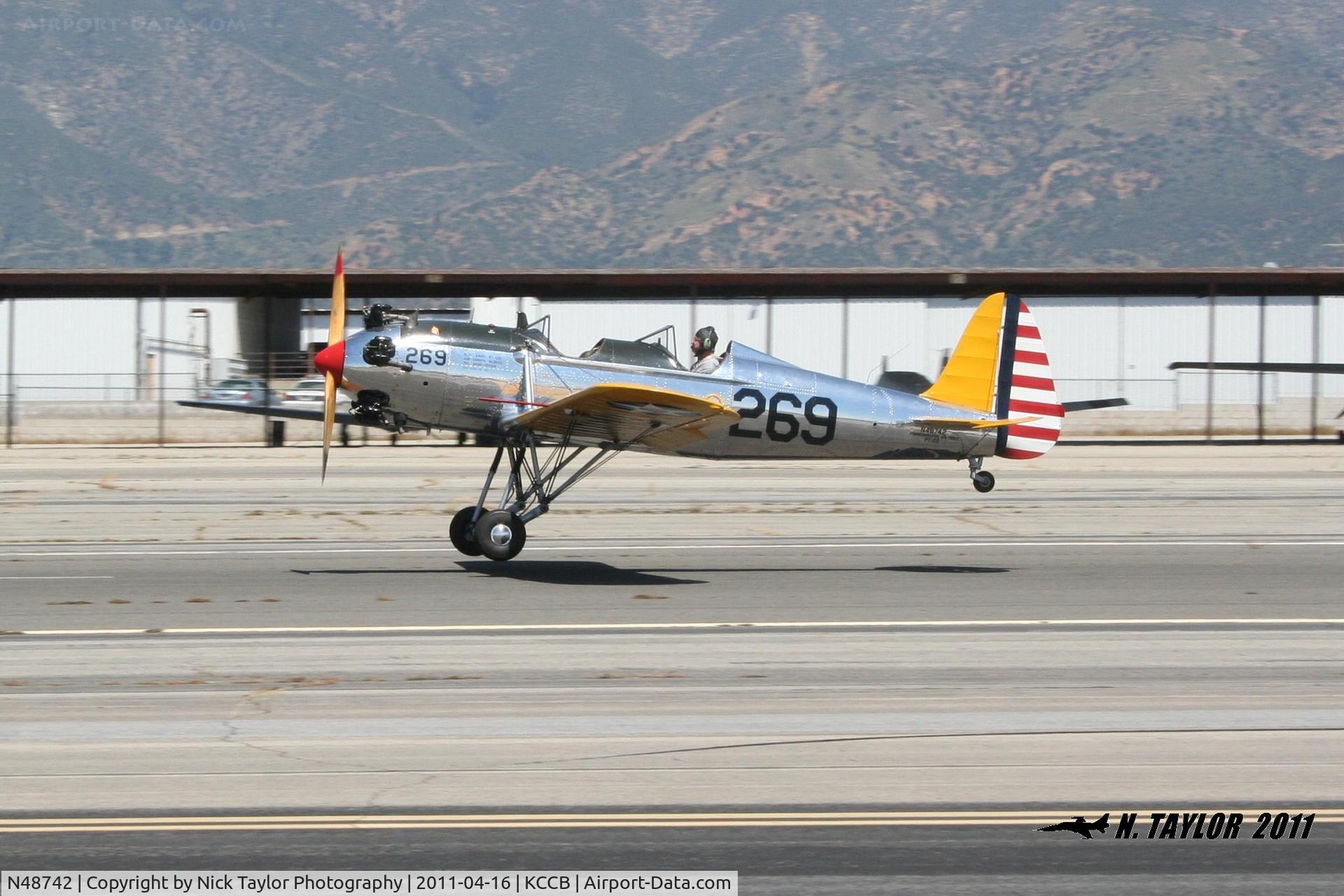 N48742, 1941 Ryan Aeronautical ST3KR C/N 1298, The CAF's Ryan Recruit landing after a formation flight