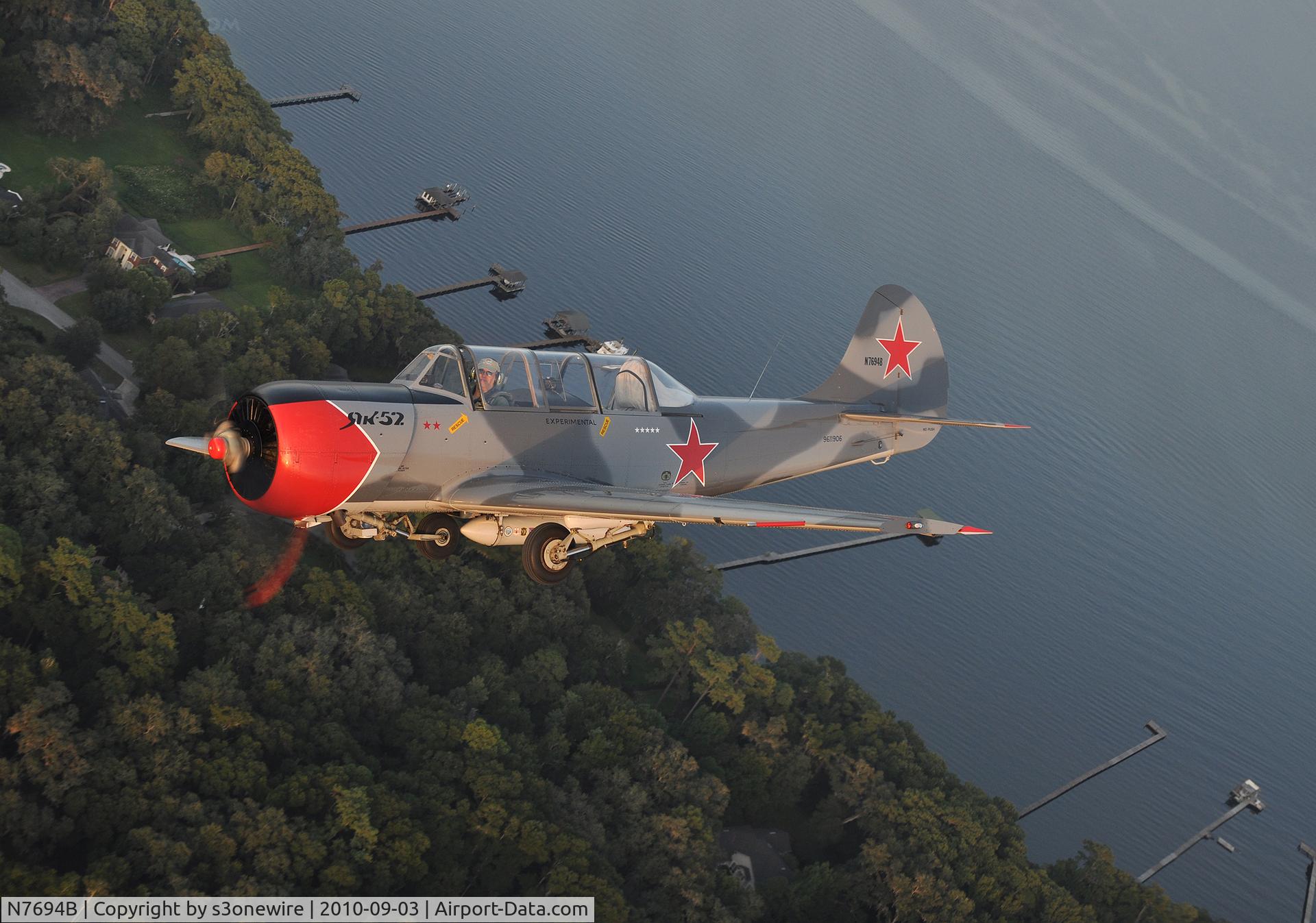 N7694B, 1996 Yakovlev Yak-52 C/N 9611906, Over Fleming Island, FL and St Johns River