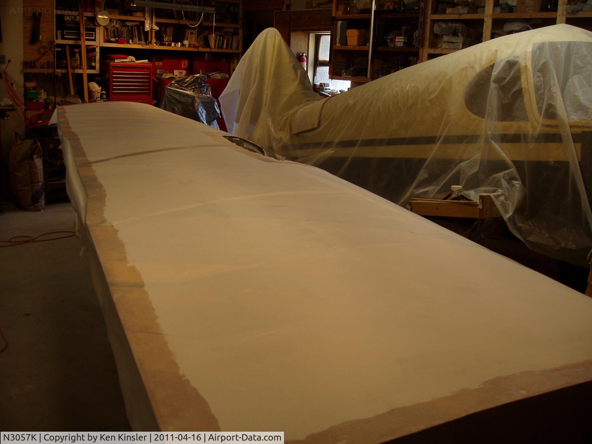 N3057K, 1946 Culver V C/N V-276, Another view of top of wing, fabric laid out.
