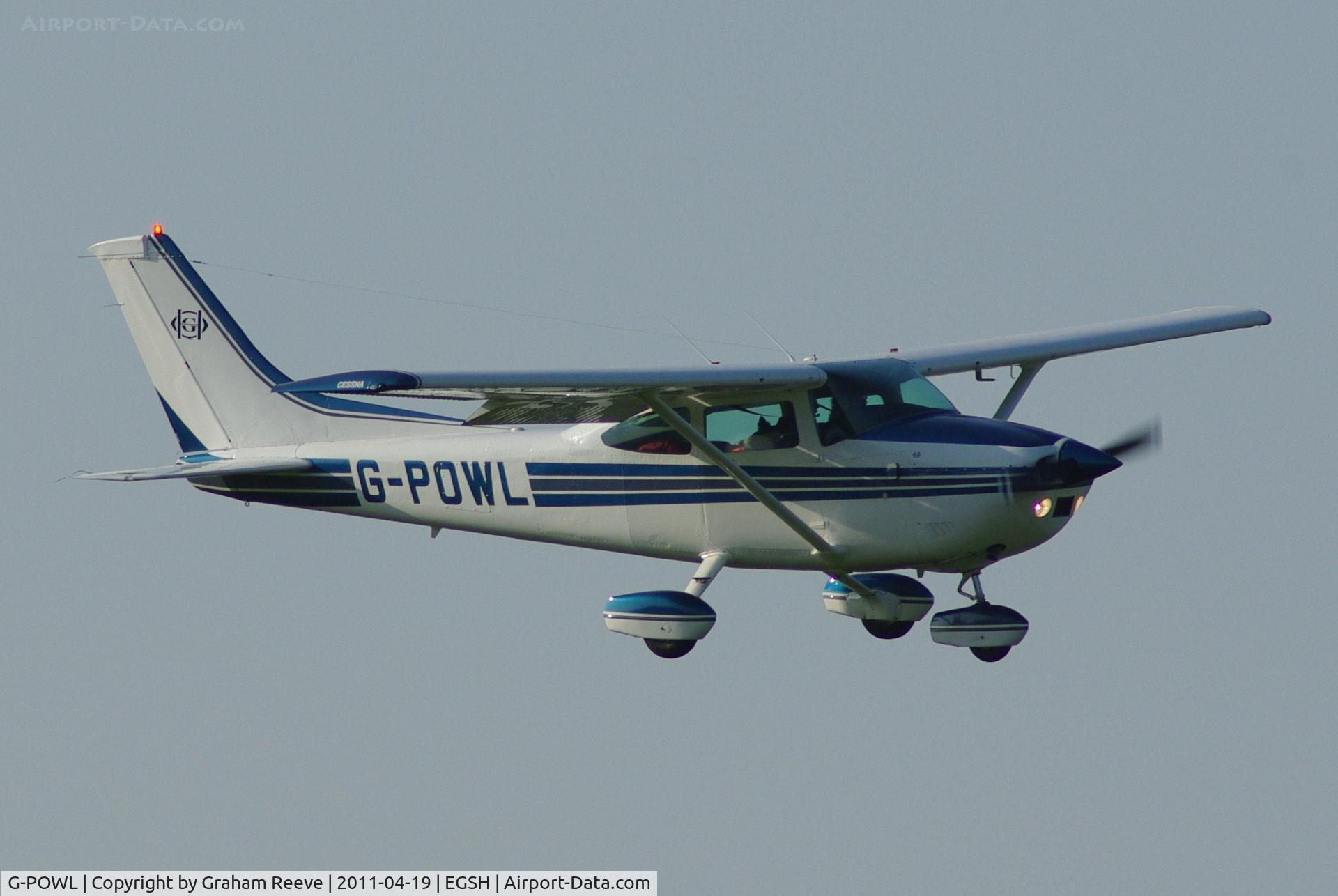 G-POWL, 1982 Cessna 182R Skylane C/N 182-67813, About to touch down.