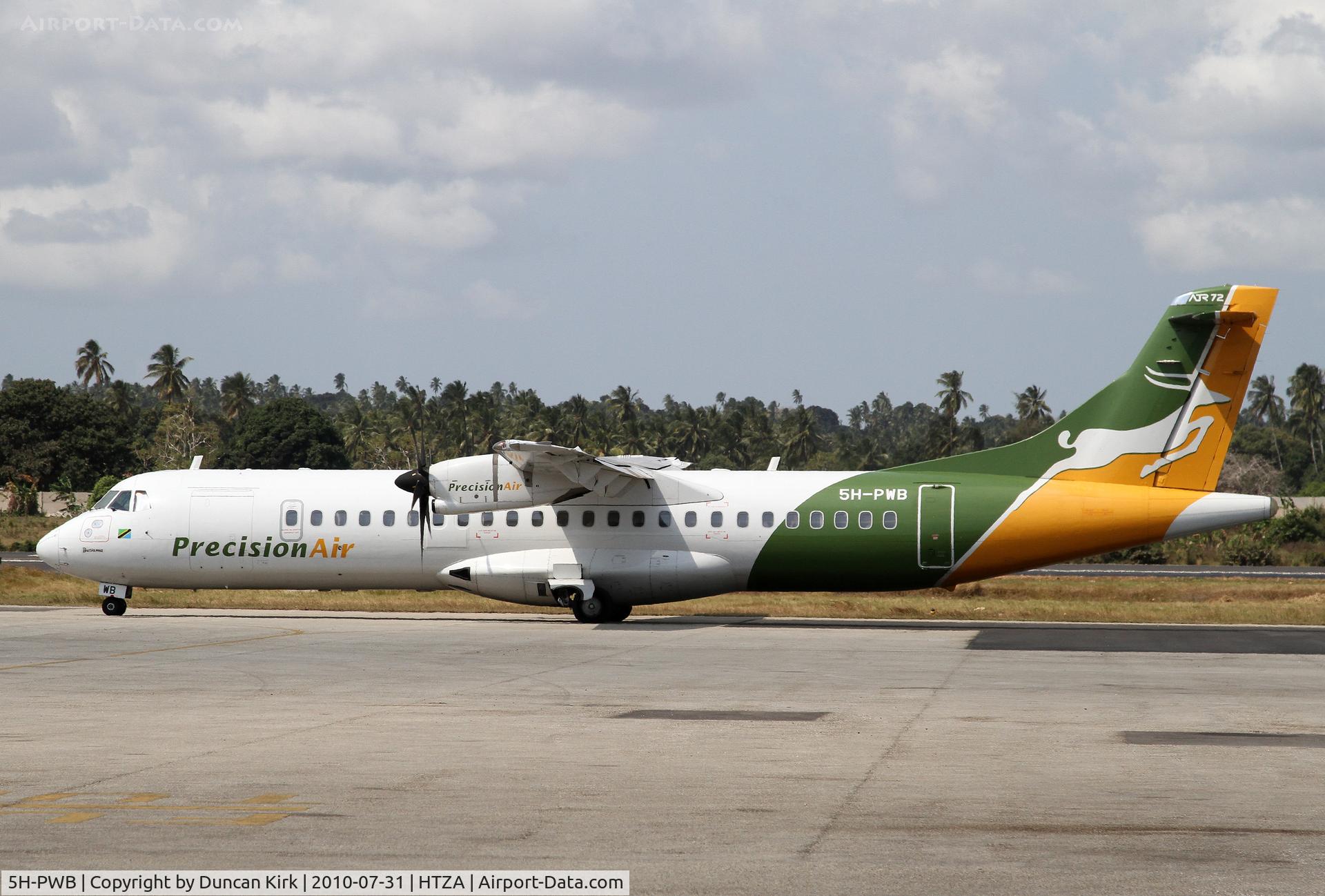 5H-PWB, 2008 ATR 72-212A C/N 834, Taxiing for take-off shot through the open terminal doors