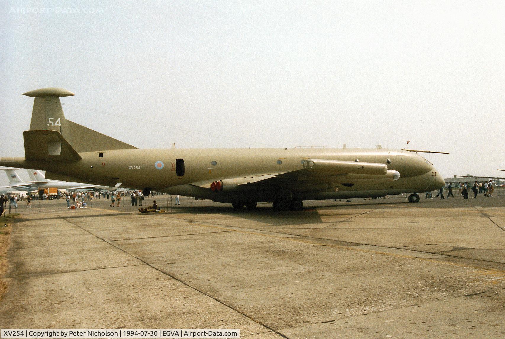 XV254, Hawker Siddeley Nimrod MR.2 C/N 8029, Nimrod MR.2 of the Kinloss Strike Wing on display at the 1994 Intnl Air Tattoo at RAF Fairford.