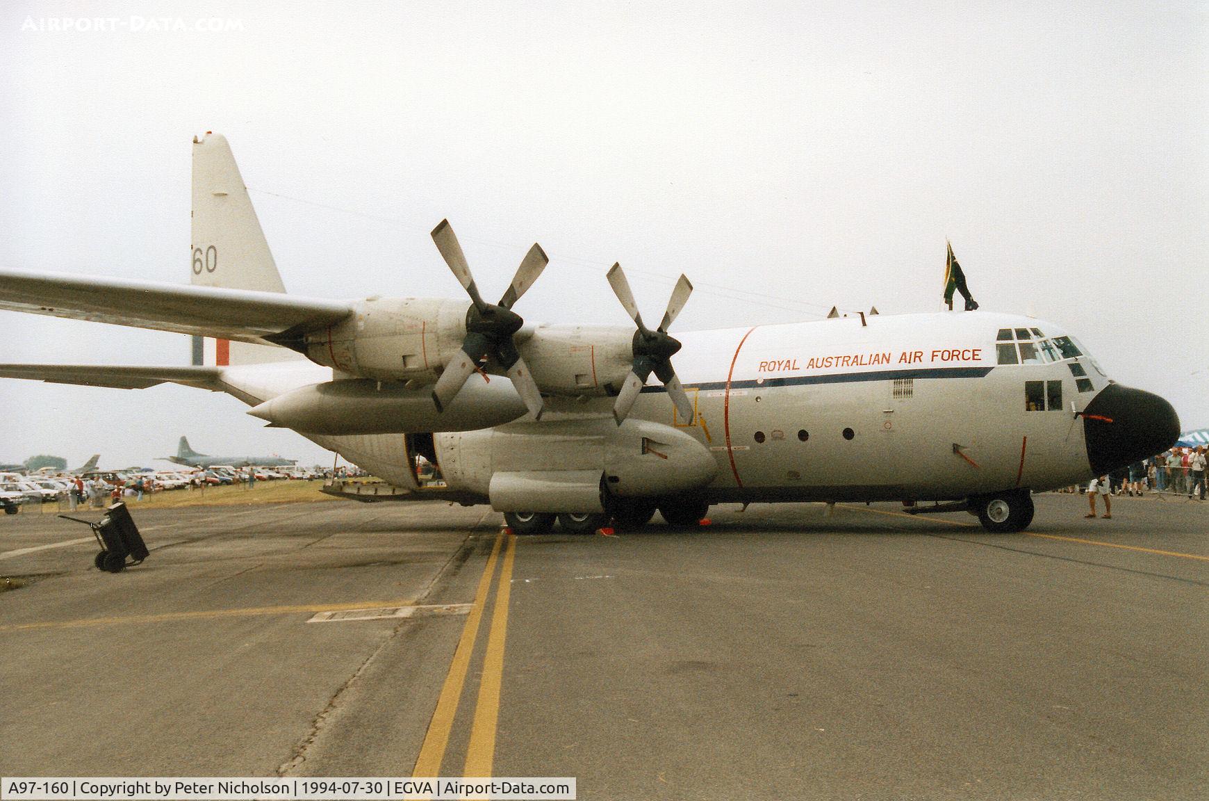 A97-160, Lockheed C-130E Hercules C/N 382-4160, C-130E Hercules of 37 Squadron Royal Australian Air Force on display at the 1994 Intnl Air Tattoo at RAF Fairford.