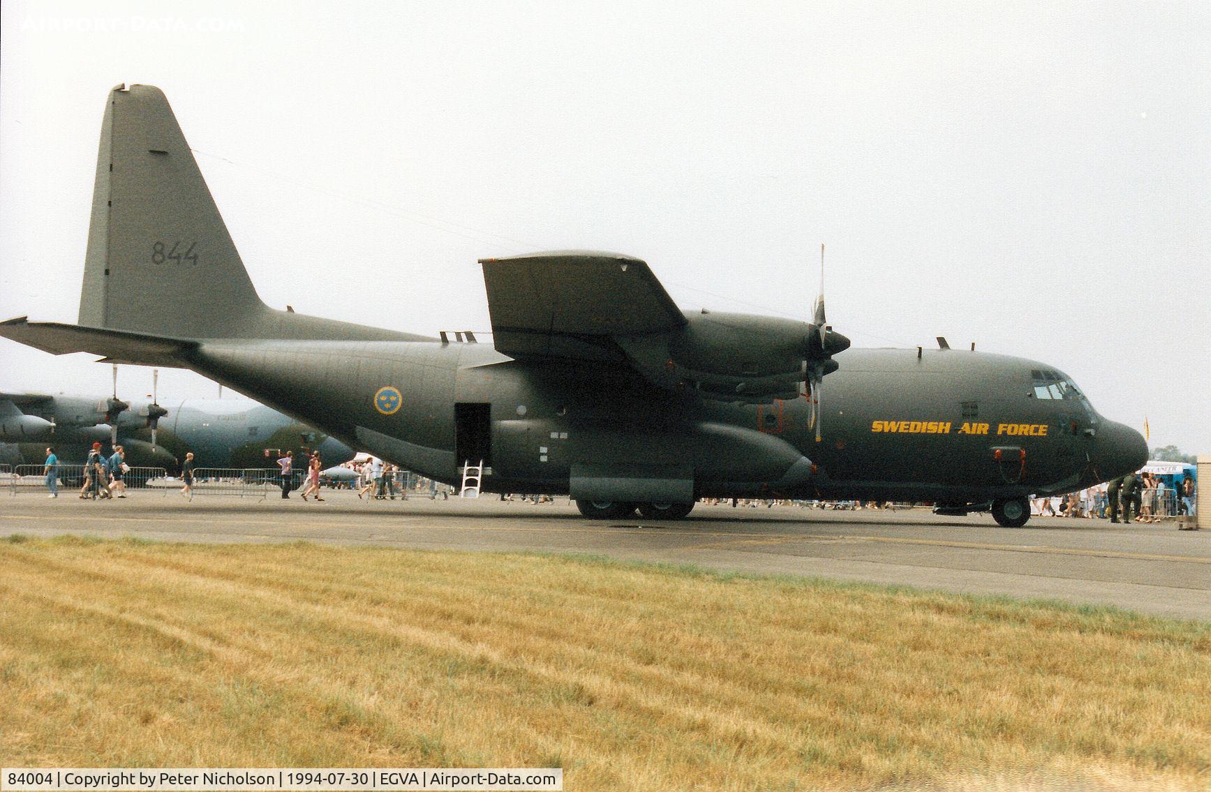 84004, Lockheed C-130H Hercules C/N 382-4881, C-130H Hercules of F7 Wing of the Royal Swedish Air Force on display at the 1994 Intnl Air Tattoo at RAF Fairford.