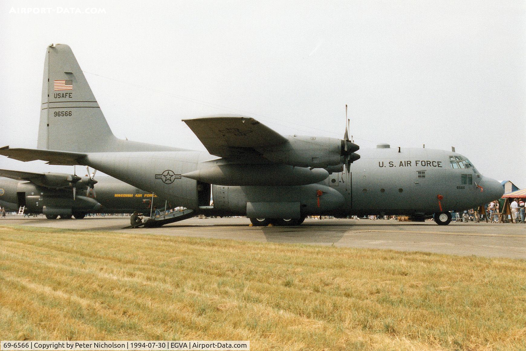 69-6566, 1969 Lockheed C-130E Hercules C/N 382-4340, C-130E Hercules, callsign Herky 007, named Boss Hog of the 435th Airlift Wing on display at the 1994 Intnl Air Tattoo at RAF Fairford.