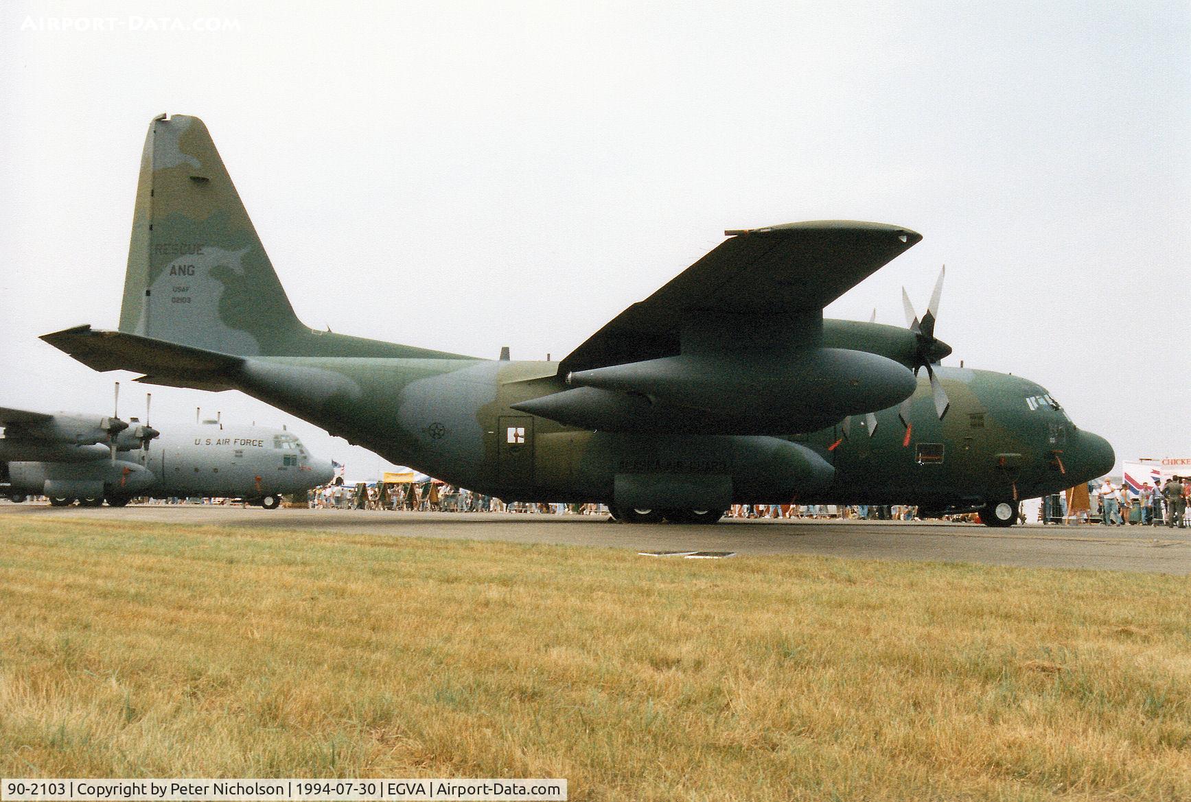 90-2103, 1990 Lockheed C-130H(N) Hercules C/N 382-5294, C-130H(N) Hercules, callsign King 23, of 210th Rescue Squadron Alaska ANG based at Kulis on display at the 1994 Intnl Air Tattoo at RAF Fairford.