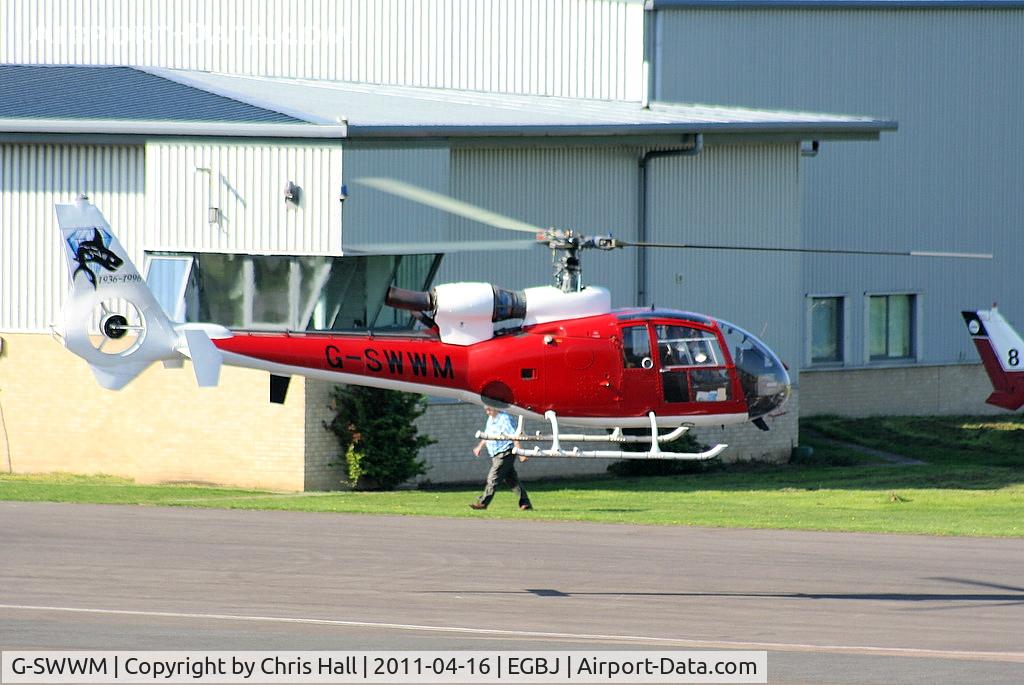 G-SWWM, 1973 Westland SA-341C Gazelle HT2 C/N WA1033, ex Royal Navy XW853, 'Sharks' display team. Now privately owned