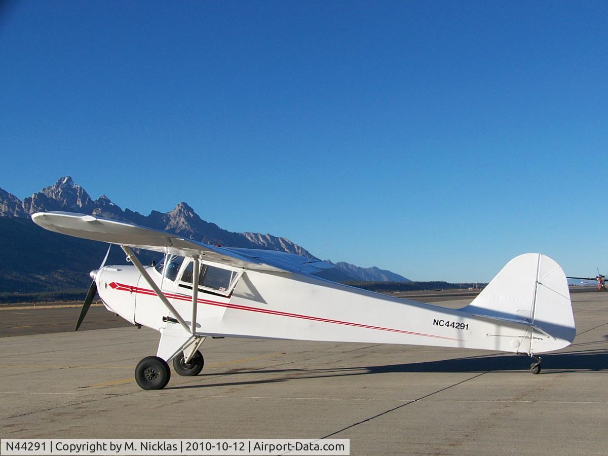 N44291, 1946 Taylorcraft BC12-D C/N 10091, 1946 Taylorcraft BC12-D, NC44291 on Jackson, Wy ramp.