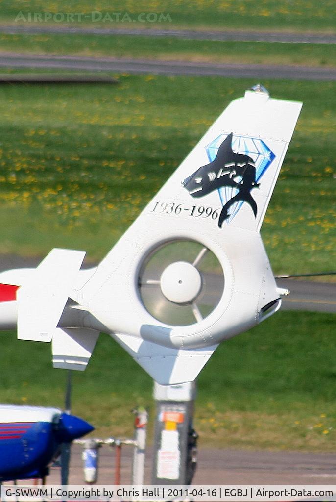 G-SWWM, 1973 Westland SA-341C Gazelle HT2 C/N WA1033, ex Royal Navy XW853, 'Sharks' display team. Now privately owned