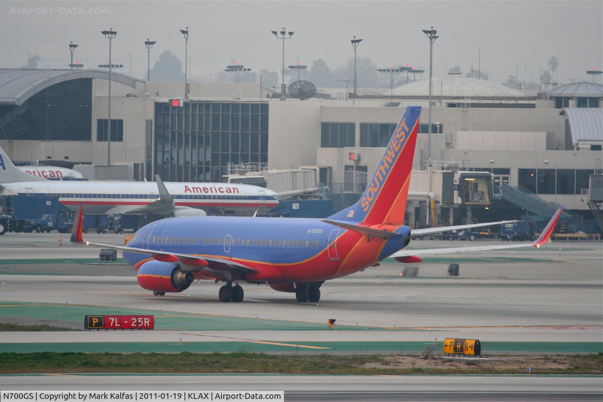 N700GS, 1997 Boeing 737-7H4 C/N 27835, Southwest Airlines Boeing 737-7H4, N700GS on TWY P KLAX.